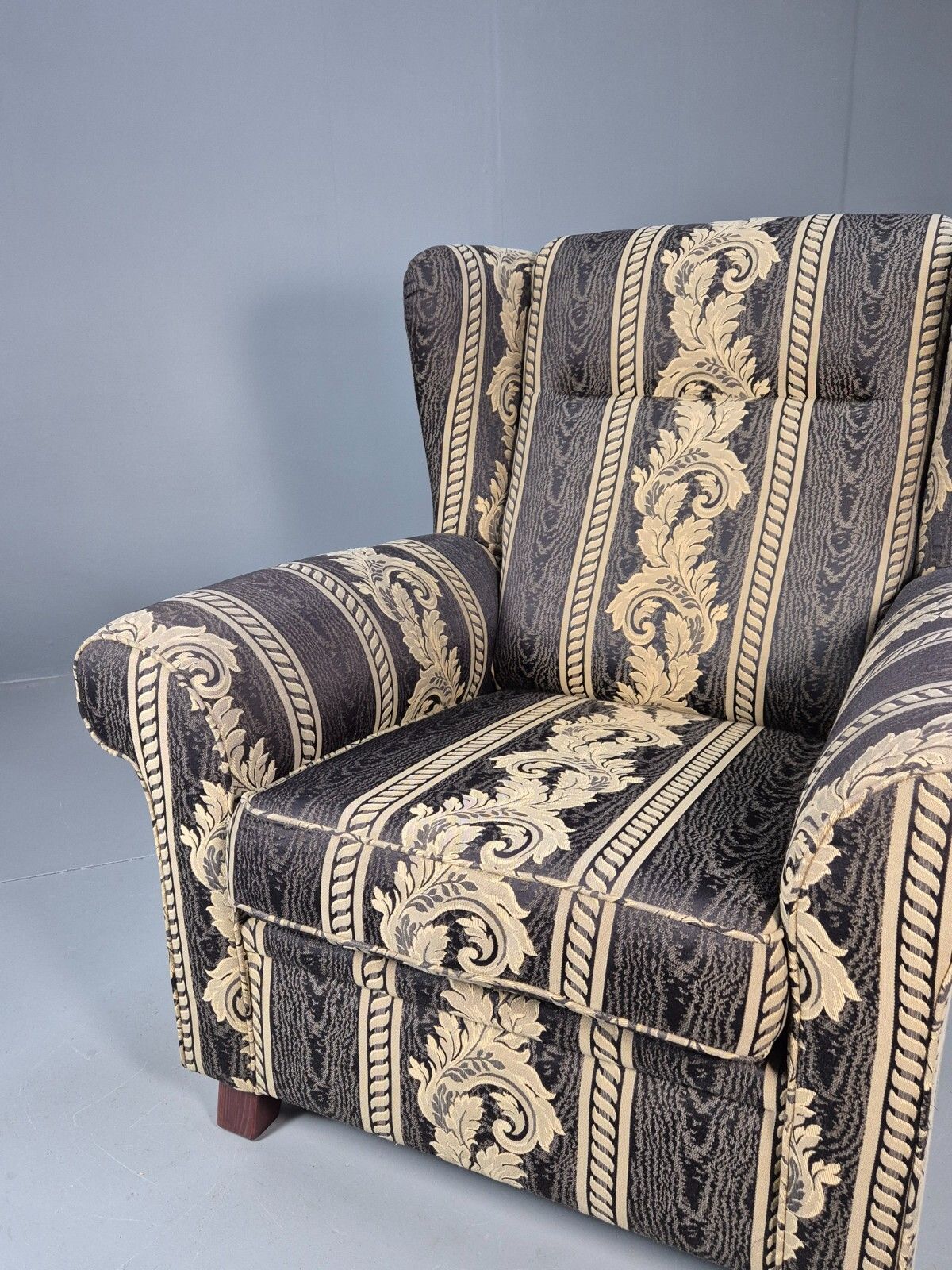 Vintage Danish Lounge Chair Classical Blue Upholstery Retro 1980s Eb8990 Vclo photo for sale