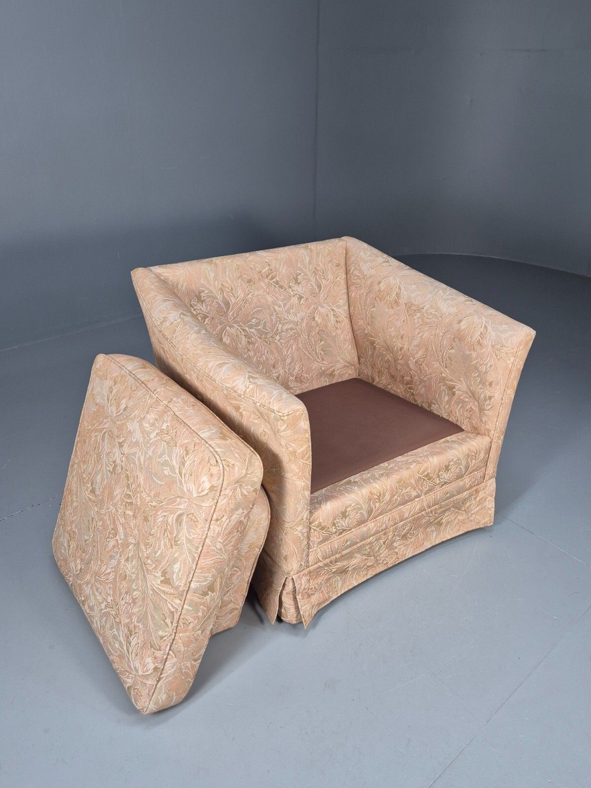 Vintage Danish Lounge Chair Peach Floral Upholstery 1970s Retro Eb8974 Vclo photo buy