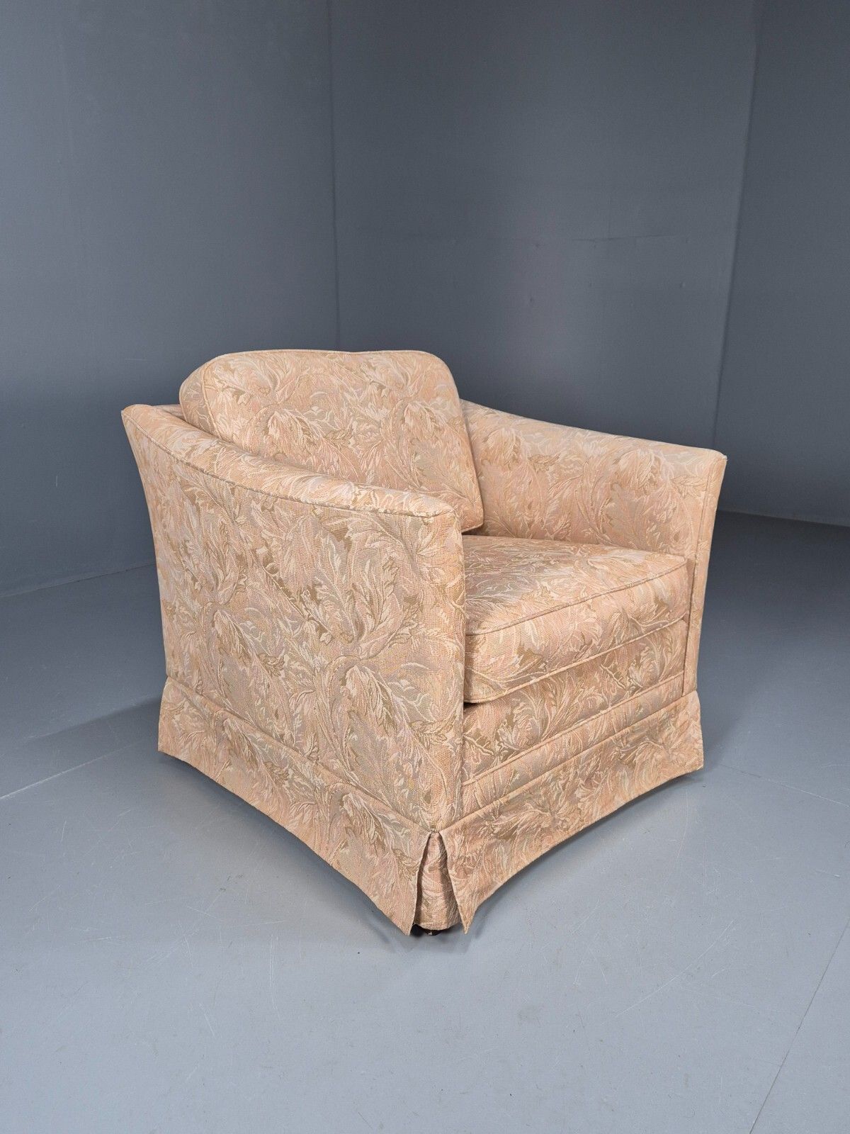 Vintage Danish Lounge Chair Peach Floral Upholstery 1970s Retro Eb8974 Vclo photo vintage