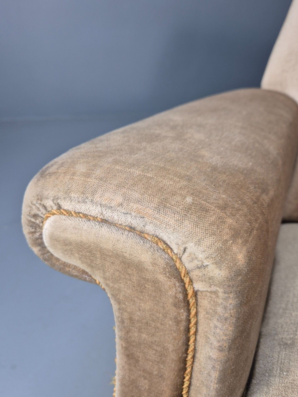 Vintage Danish Lounge Chair Gold Velour Tassels 1960s Retro Mcm Eb8947 Vclo photo vinterior