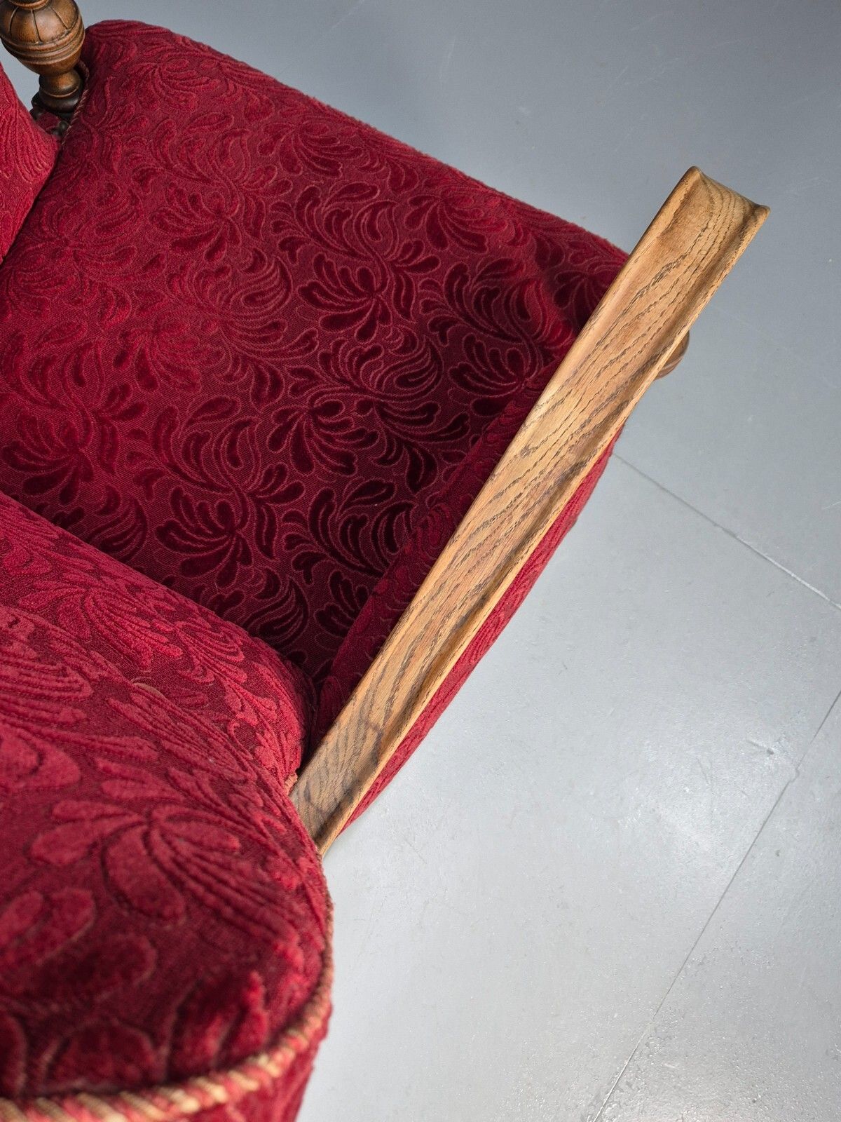 photo vinterior Vintage Danish Lounge Chair Red Moquette Oak Frame 1940s Retro  Eb8937 Vclo
