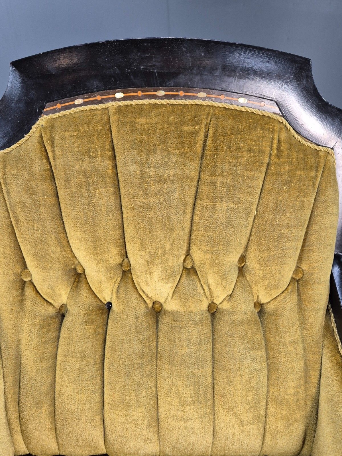 Vintage Danish Lounge Chair Gold Velour Wood Frame Empire Style Eb8933 Vclo photo buy
