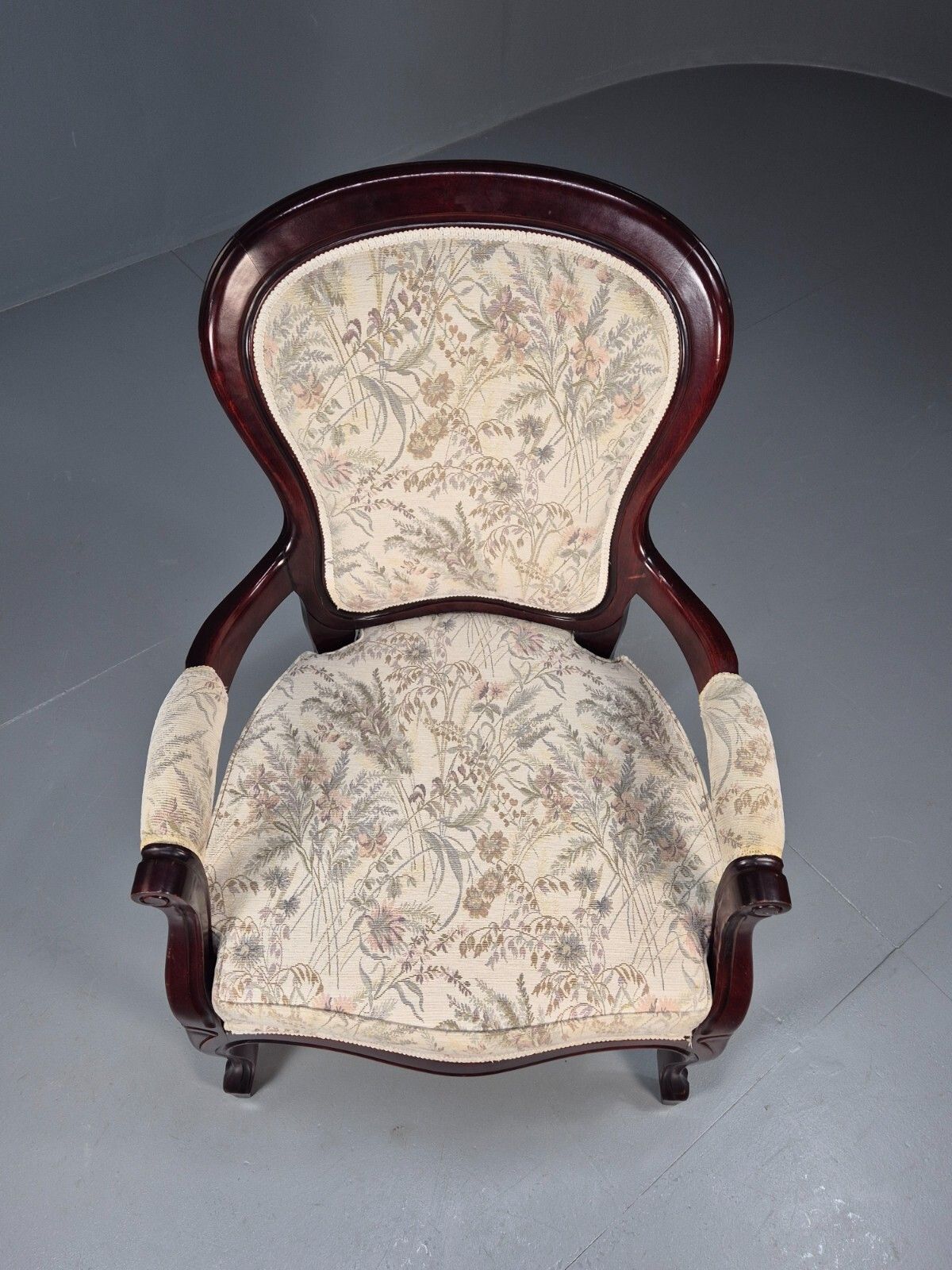 Vintrage Danish Lounge Chair Floral Cotton Antique French Style Eb8927 Vclo photo for sale