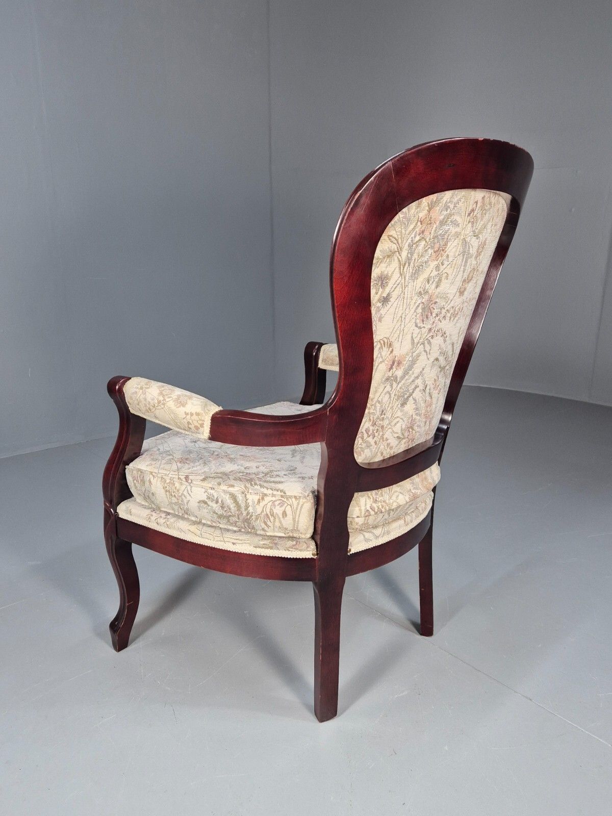 200.0 Vintrage Danish Lounge Chair Floral Cotton Antique French Style Eb8927 Vclo photo