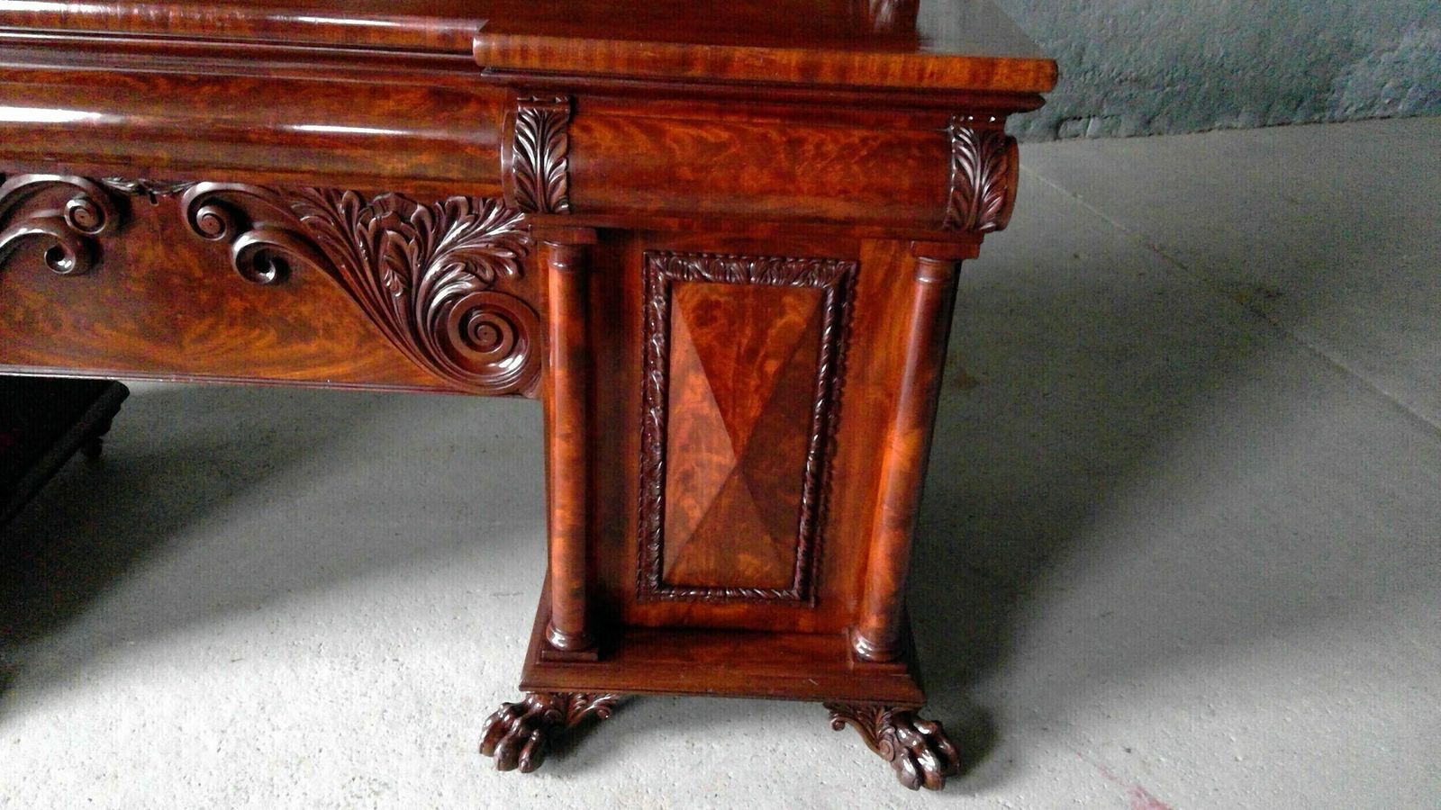 A Fine Luculentus Regency Neo Classical Architectural Designed Plum Pudding Mahogany Dining Room Buffet Sideboard Of Tastefull Elegant Proportions. photo Furniture