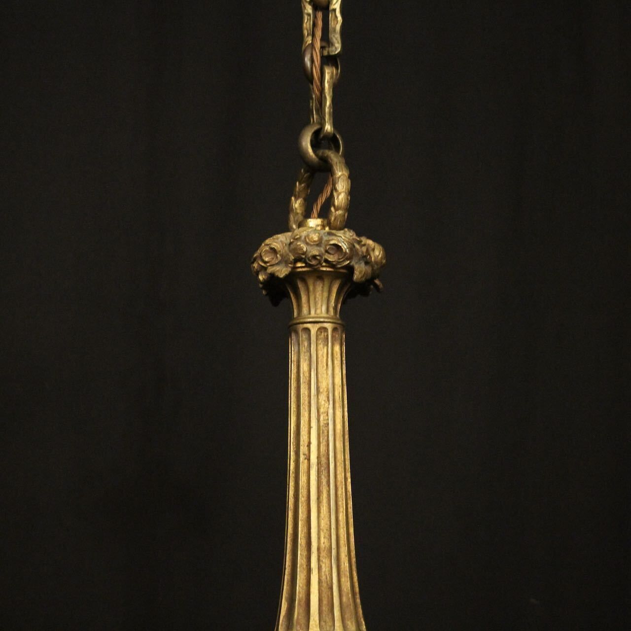 French Gilded Bronze 6 Light Antique Chandelier photo 2250.0