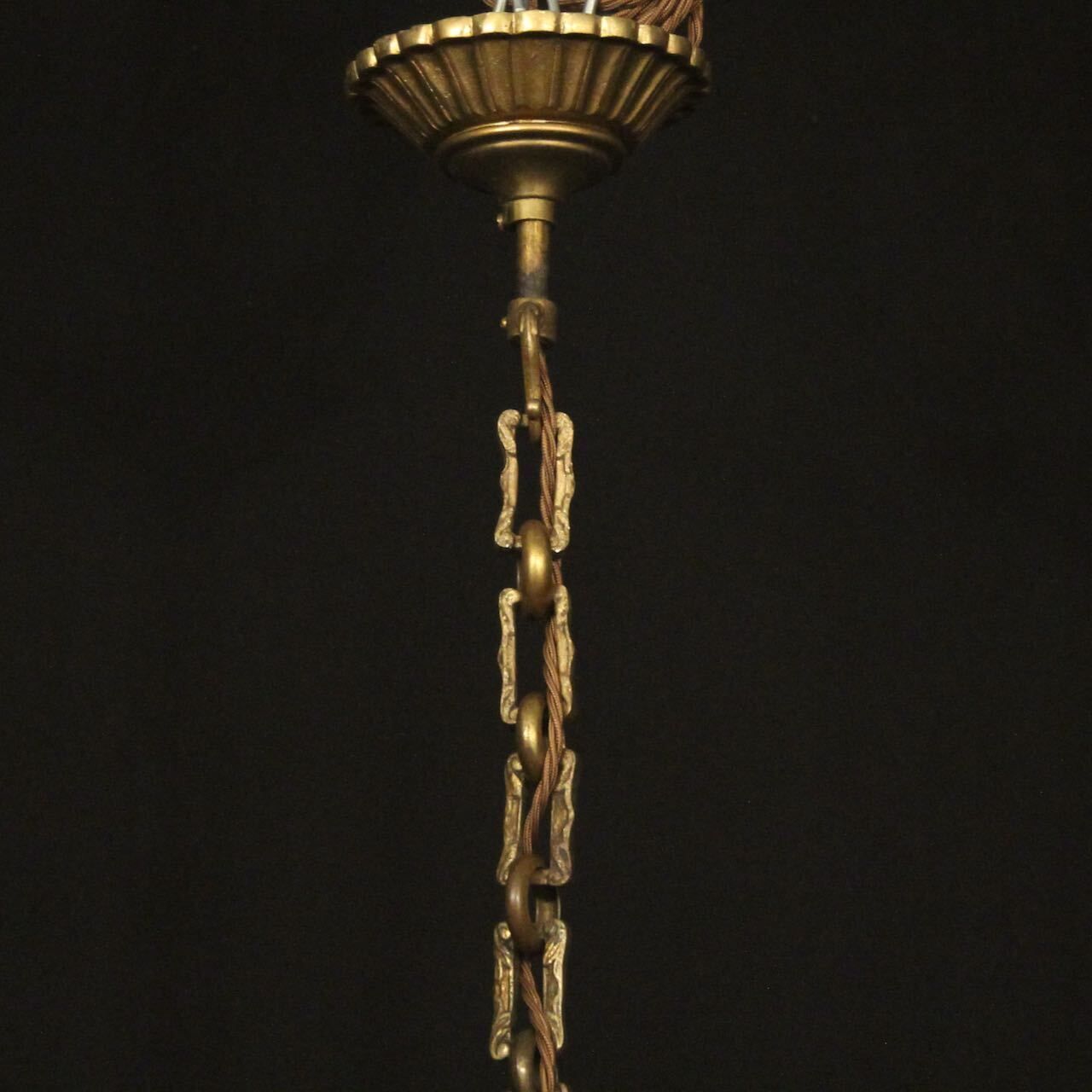 French Gilded Bronze 6 Light Antique Chandelier photo vintage