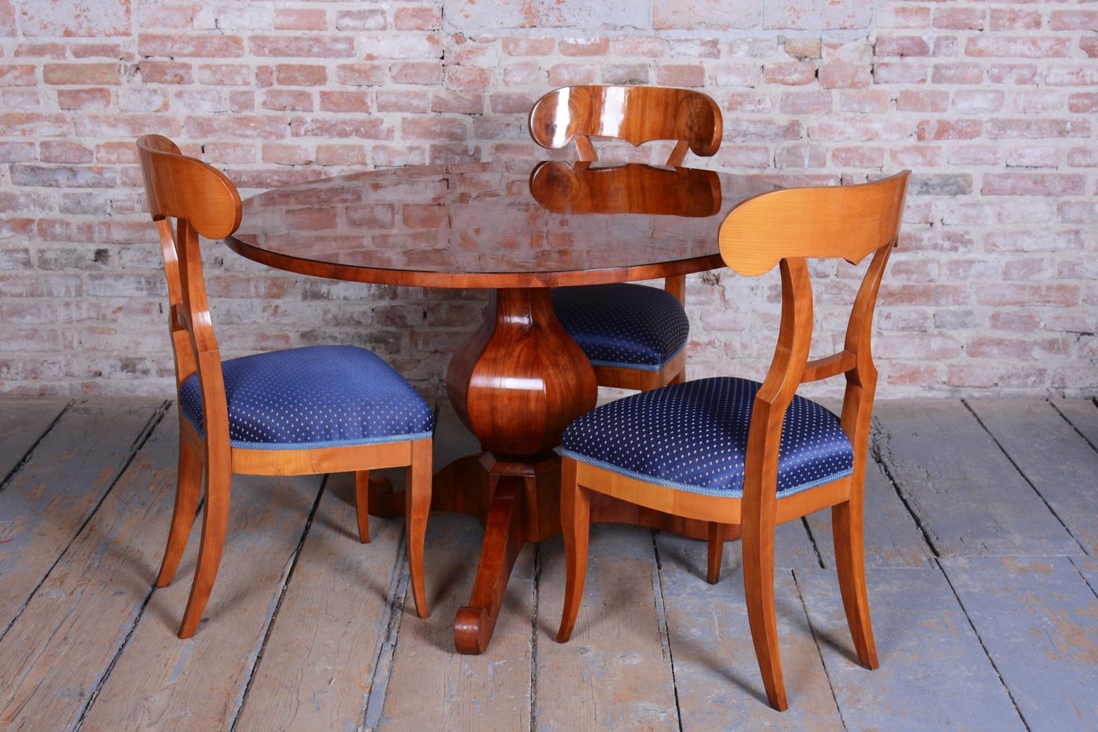 Set Of Four Restored Biedermeier Cherry Wood, Revived Polish, Austria, 1820s photo vintage