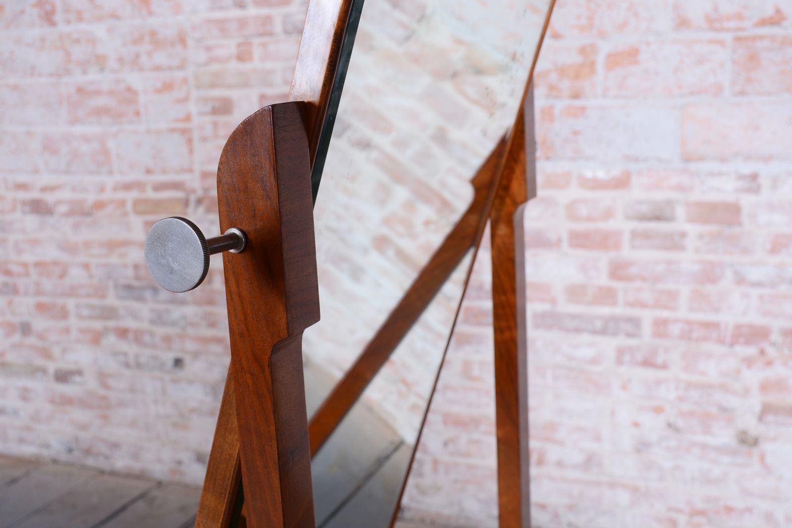 Restored Art Deco Dressing Mirror, Walnut, Nickel, Glass, Czech, 1920s photo Furniture