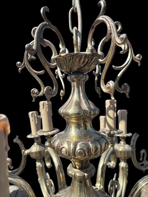 Large French 24 Light Heavy Good Quality Antique Brass Chandelier photo buy