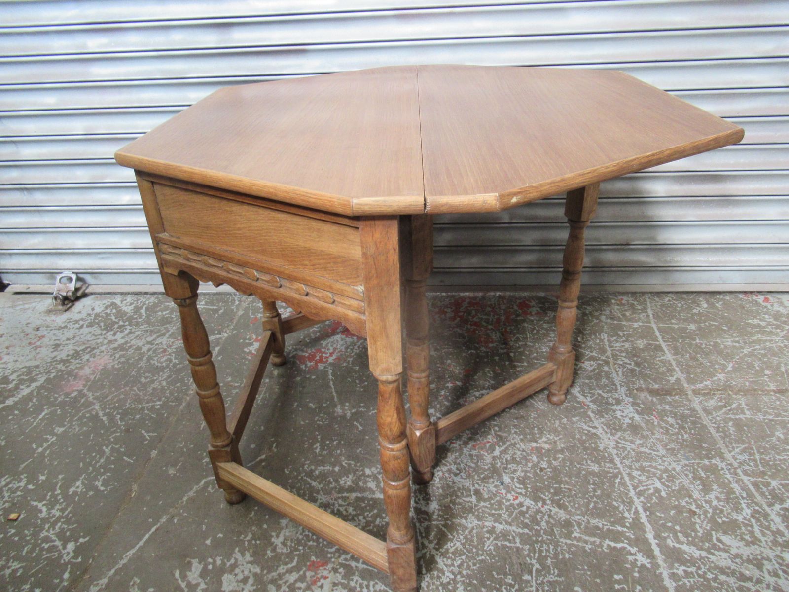Furniture Light Oak Drop Leaf Side Table photo