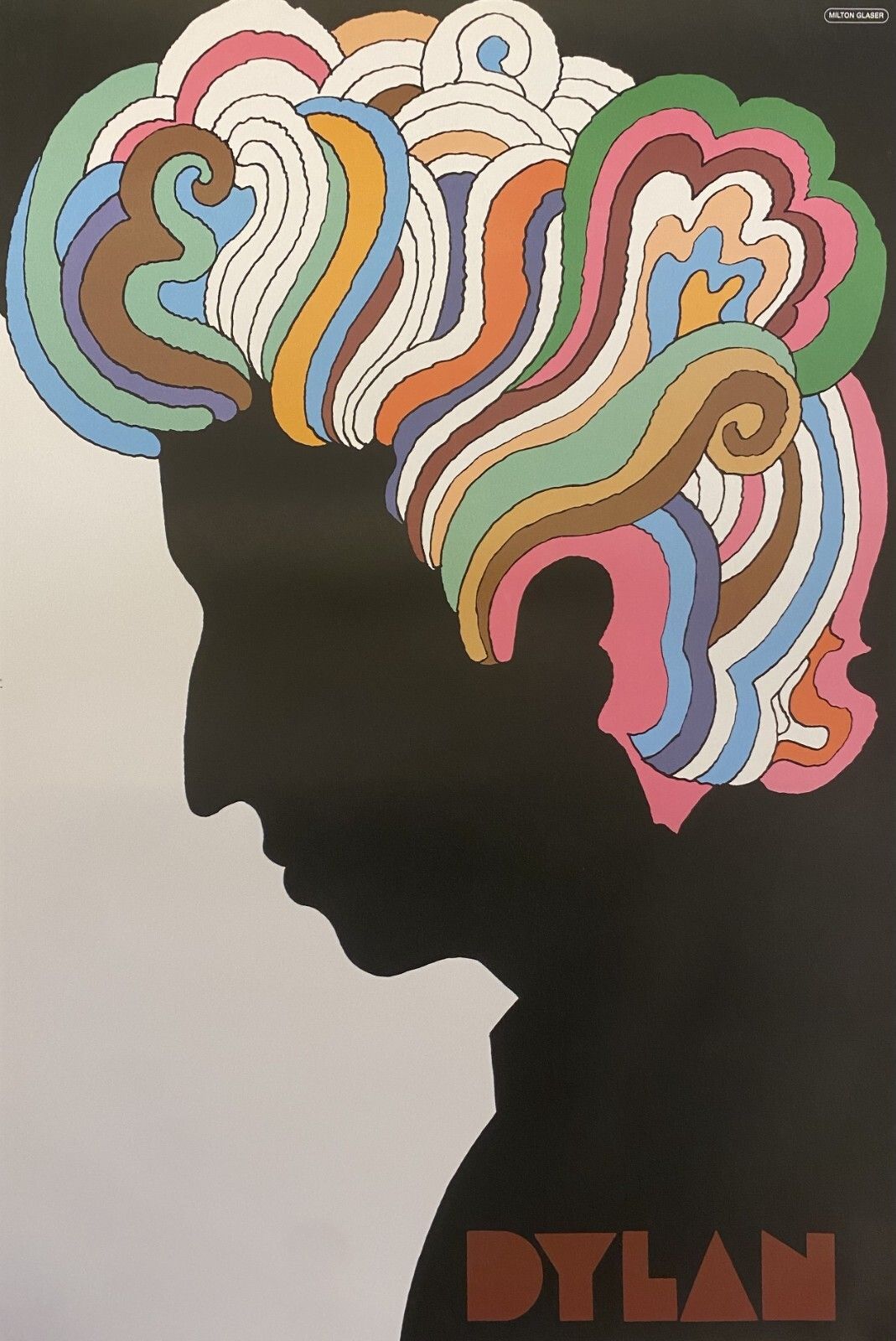 Milton Glaser, C.A. 1970s Bob Dylan Psychedelic Original Vintage Poster Cm 84 X 56