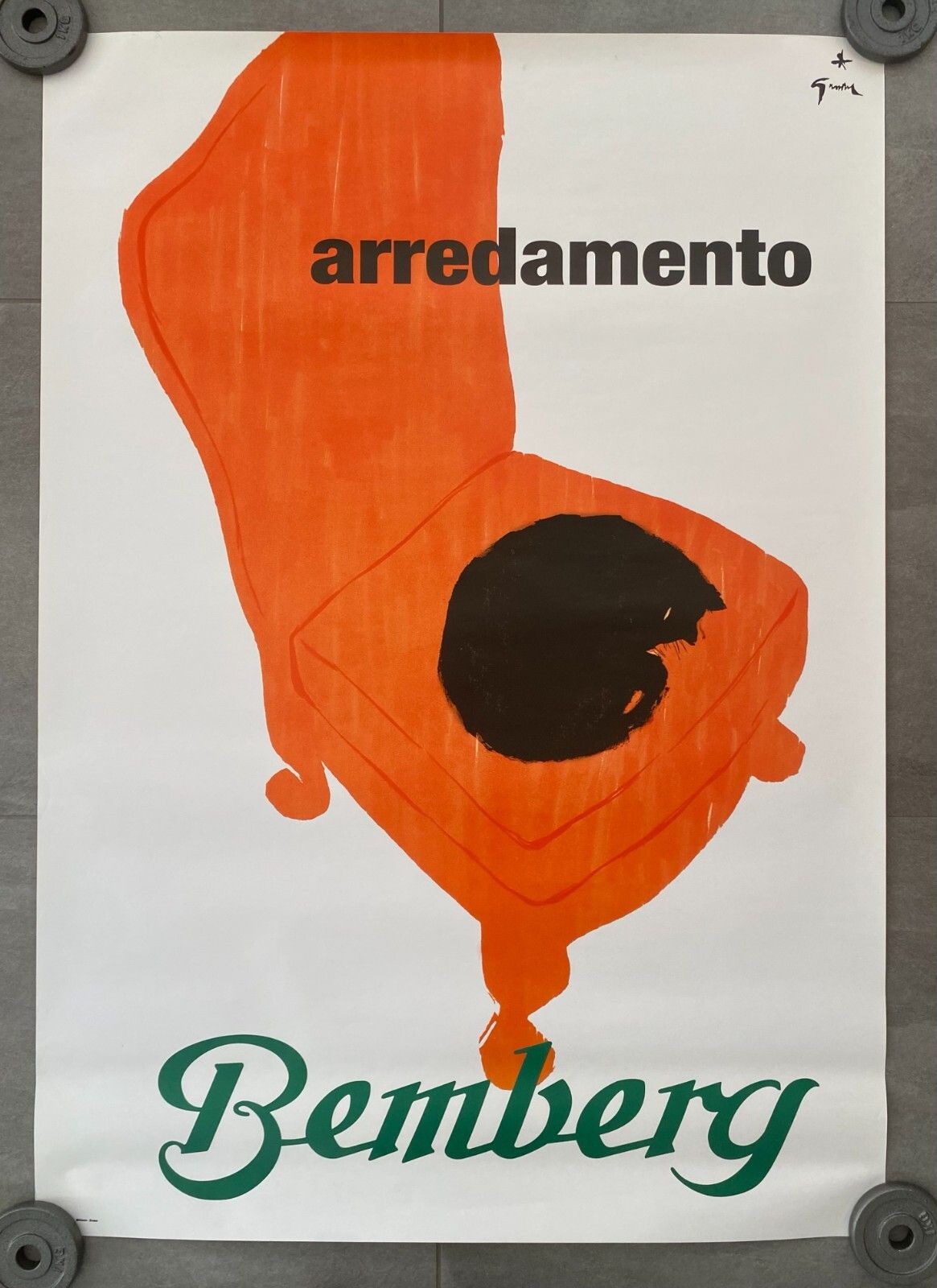 Rene Gruau, C.A. 1970s   Arredamento Bemberg   Original Advertising Vintage Poster Printed In Offset Lithography   C.A. Cm 140 X 100 photo for sale