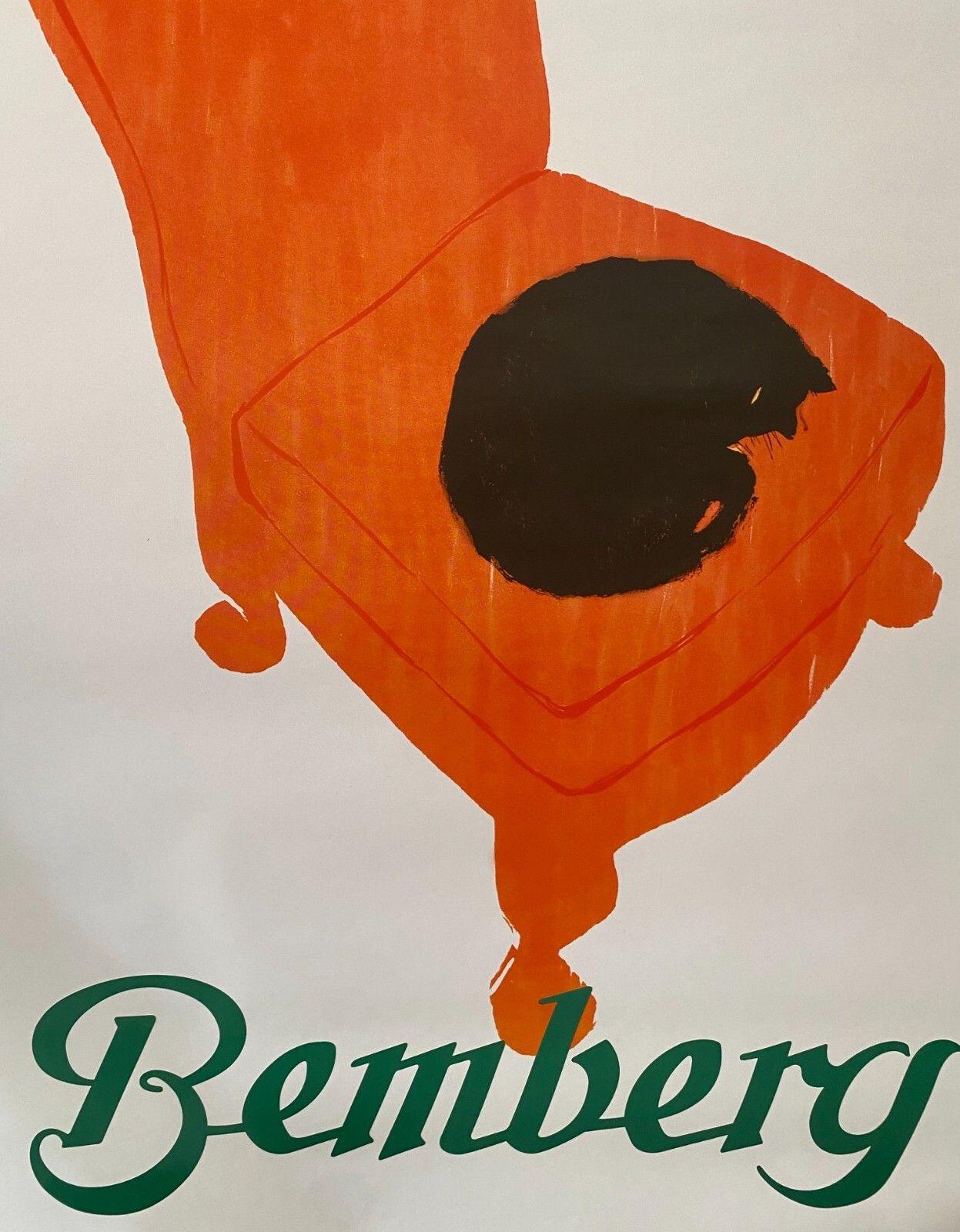 photo furniture Rene Gruau, C.A. 1970s   Arredamento Bemberg   Original Advertising Vintage Poster Printed In Offset Lithography   C.A. Cm 140 X 100