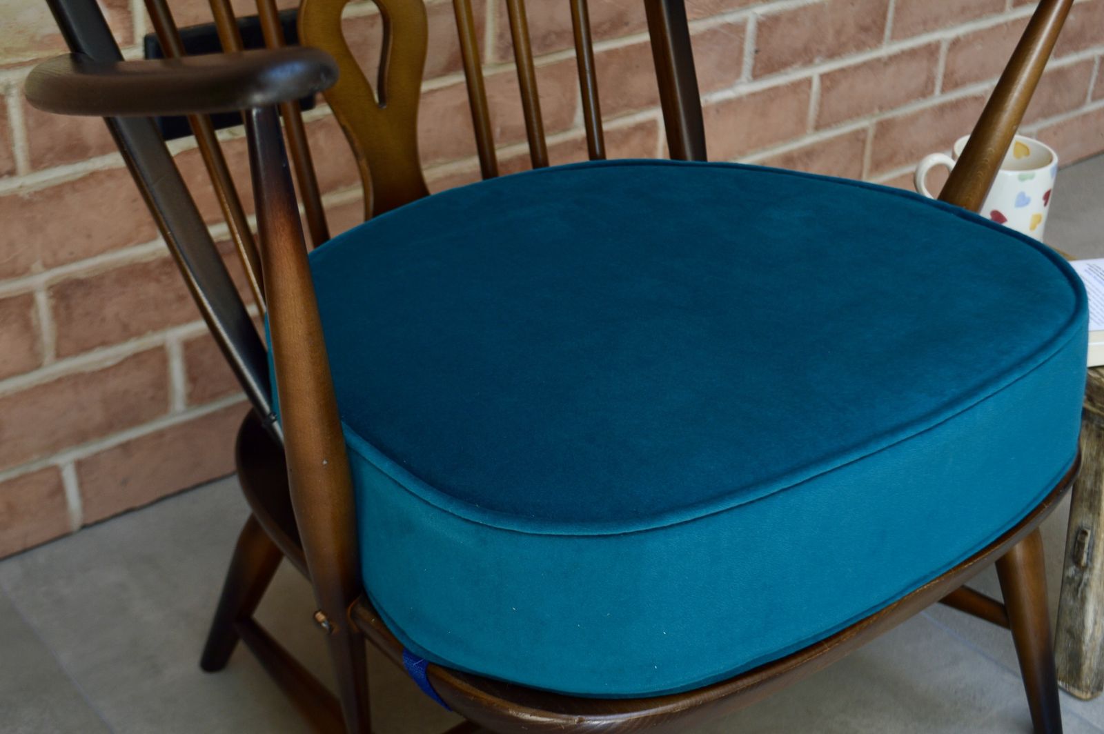 Ercol Fleur De Lys Tub Armchair With Teal Velvet Fabric photo buy
