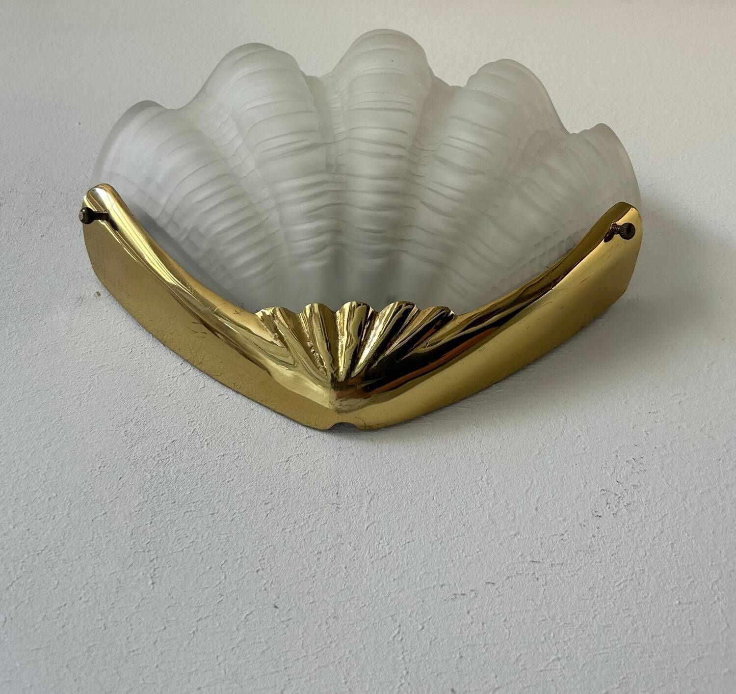 Vintage Wall Lamp, Brass And Sandblasted Glass, France 1960 photo buy