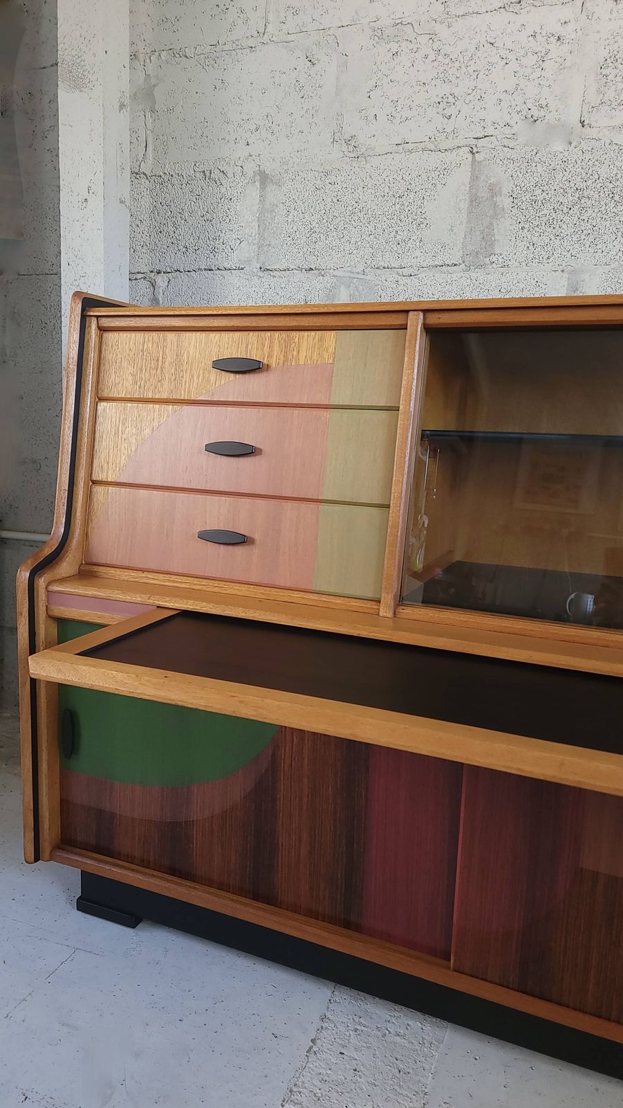 Mid Century Teak Sideboard With Geometric Design photo furniture