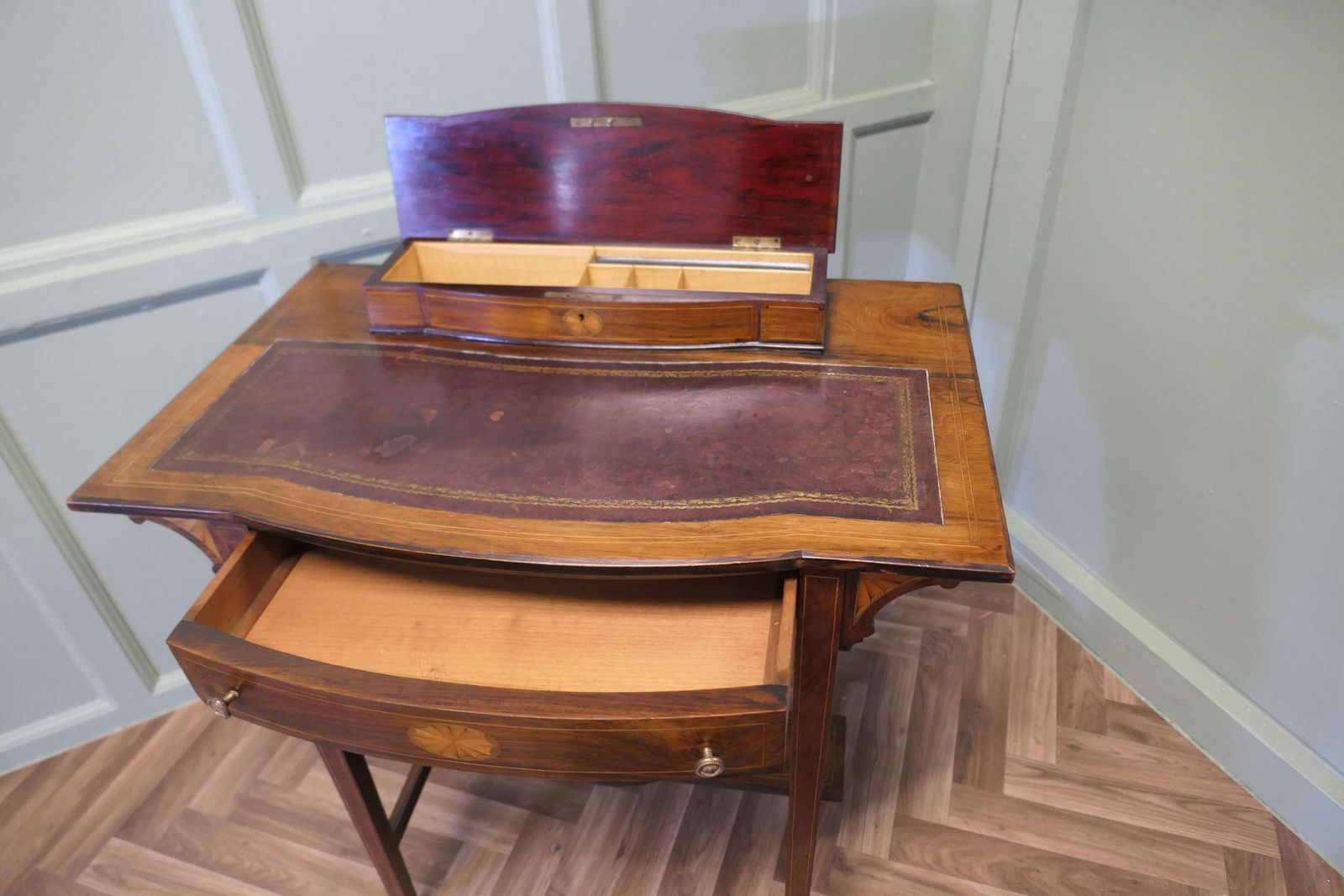 Edwardian Satin Walnut Ladies Writing Desk photo vintage