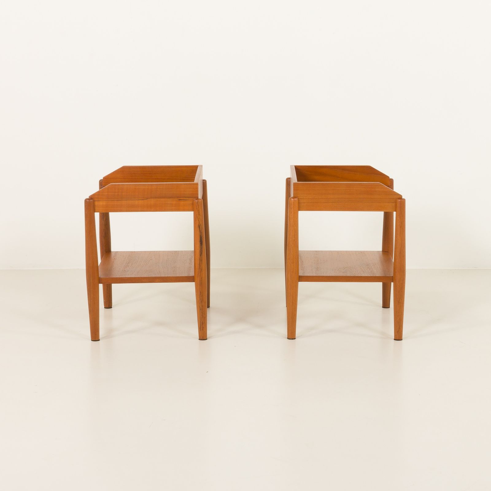 Pair Of Mid Century Minimalist Nightstands, Bedside Tables In Solid Teak, Denmark 1970s photo Furniture