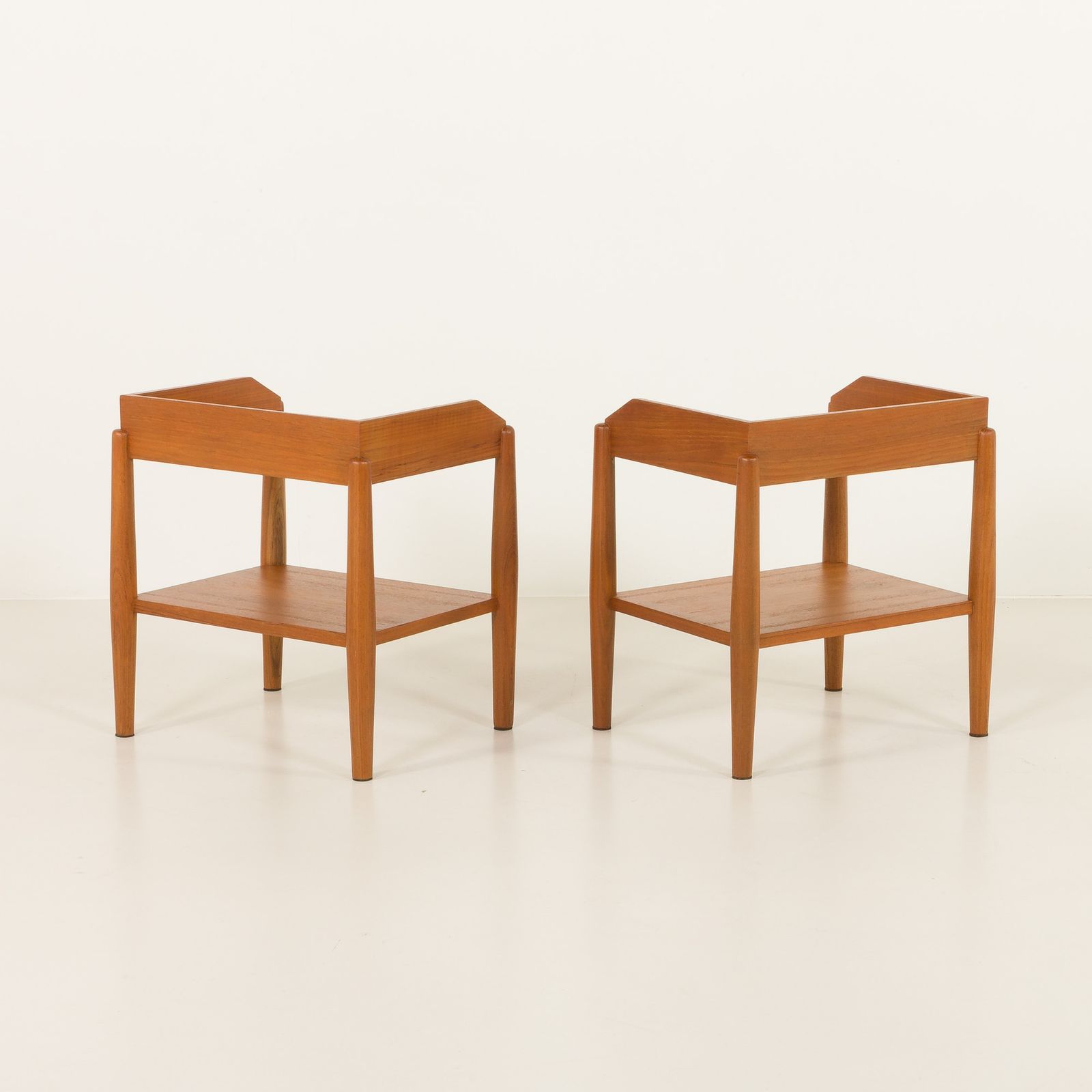 Pair Of Mid Century Minimalist Nightstands, Bedside Tables In Solid Teak, Denmark 1970s photo buy