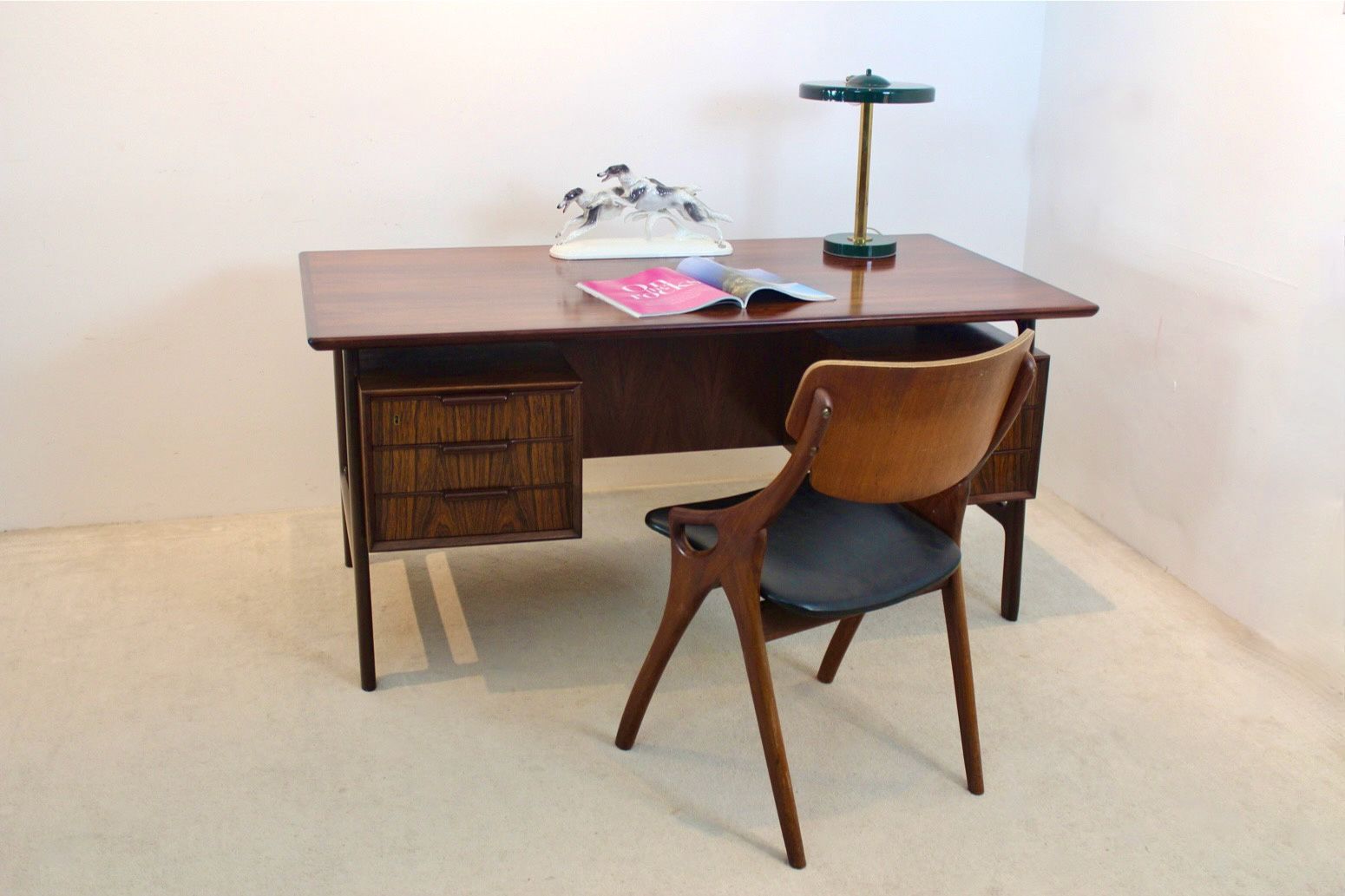 Free Standing Danish Mid Century Writing Desk By Arne Vodder, Denmark photo for sale