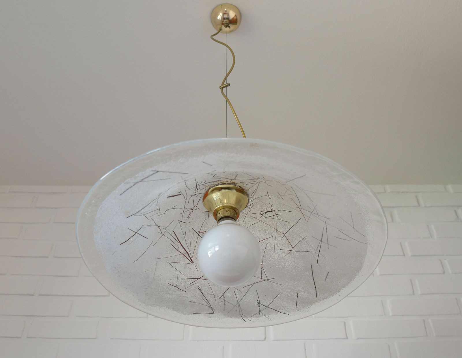 Extra Large Vintage Murano Glass Chandelier From The 1970's Made In Italy / Unique Pendant Light For Dining Room / Handmade Hanging Lamp photo Lighting