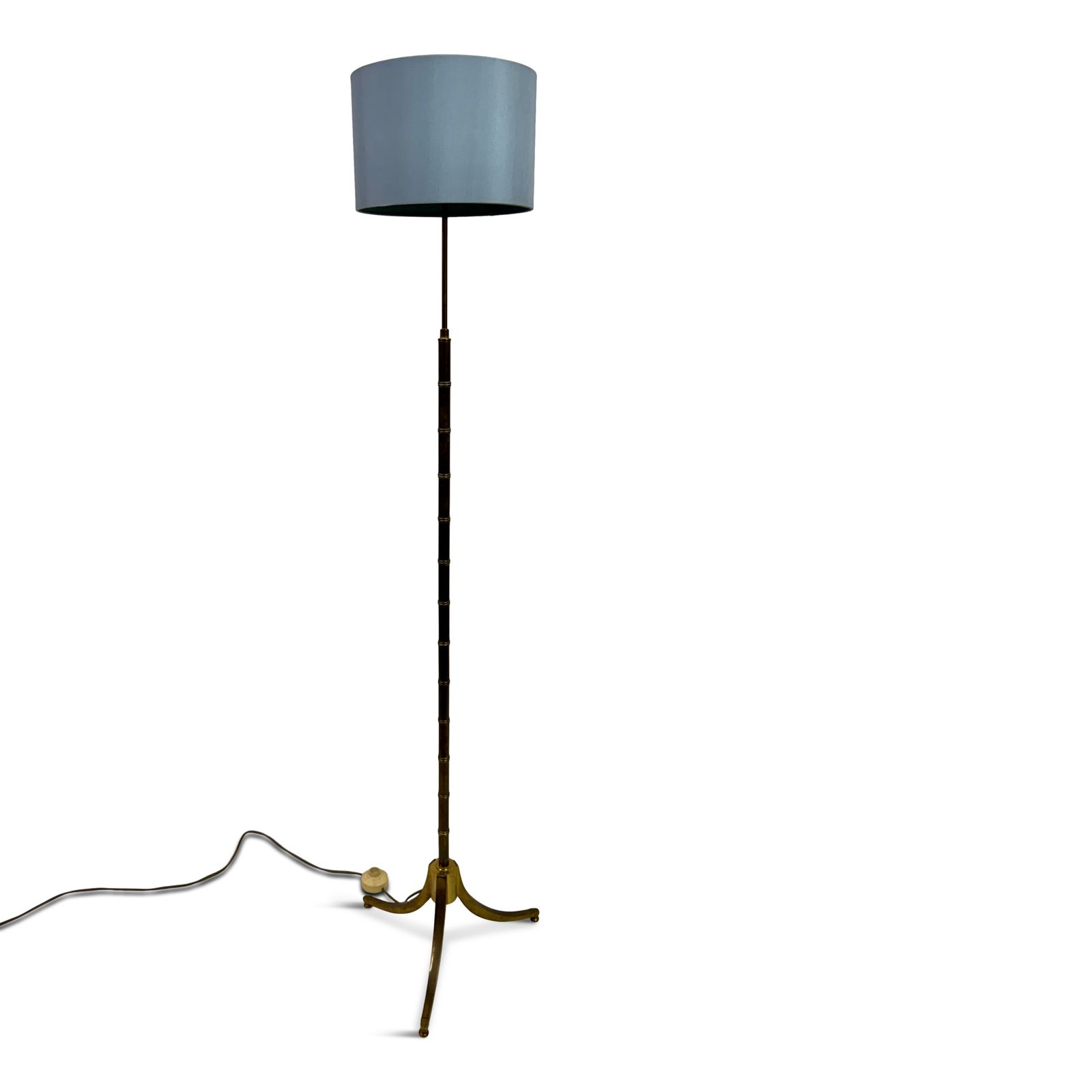 1970s French Faux Bamboo Floor Lamp In Brass