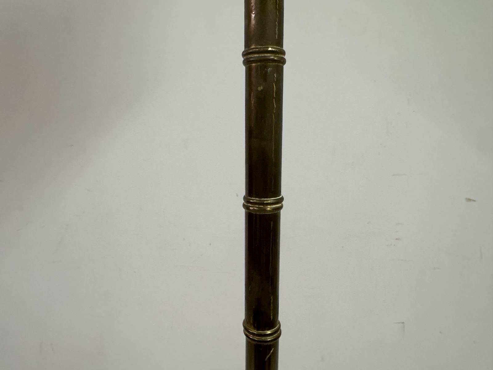 photo for sale 1970s French Faux Bamboo Floor Lamp In Brass