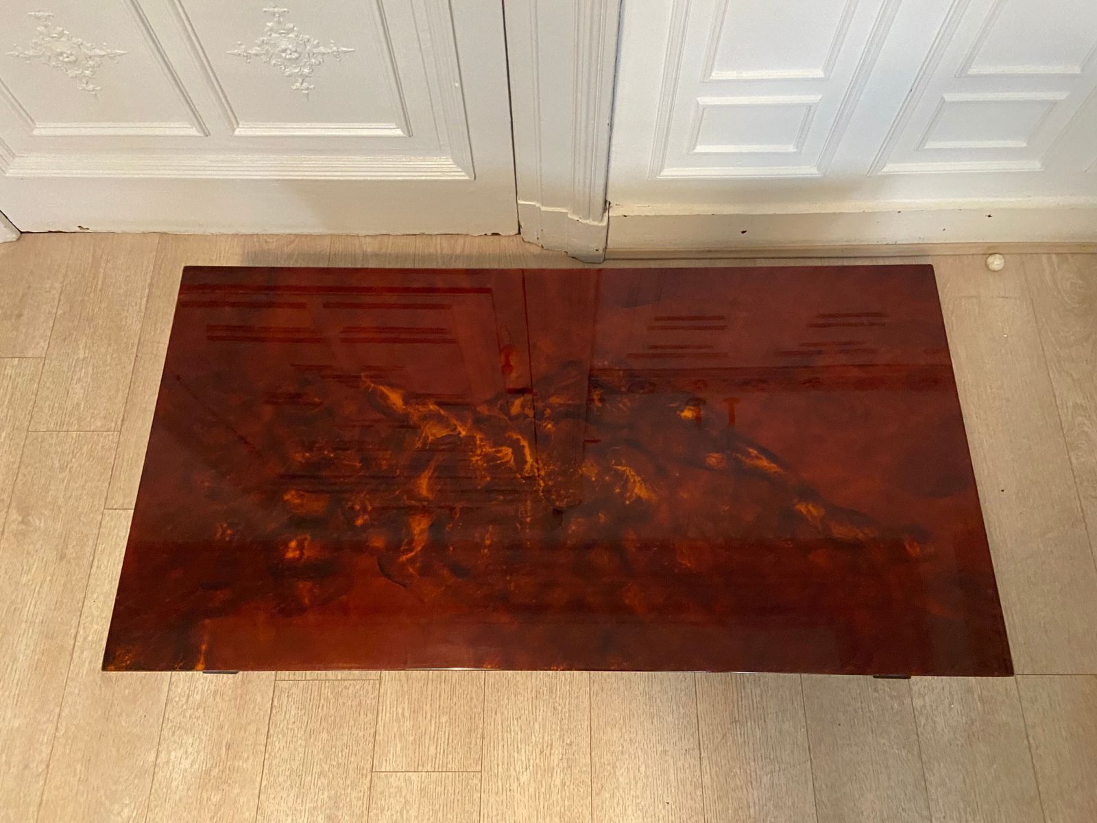 Coffee Table, Red And Gold Lacquer, 1970s photo vinterior
