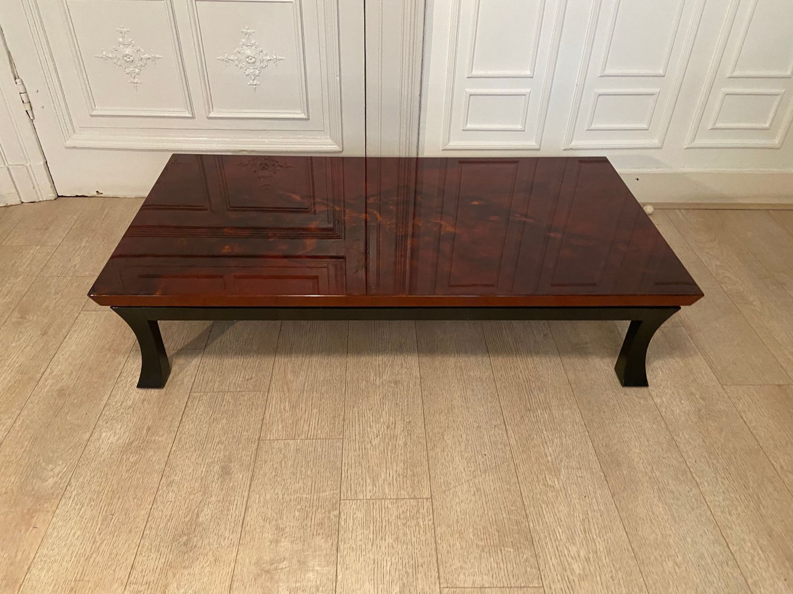 Coffee Table, Red And Gold Lacquer, 1970s photo vintage