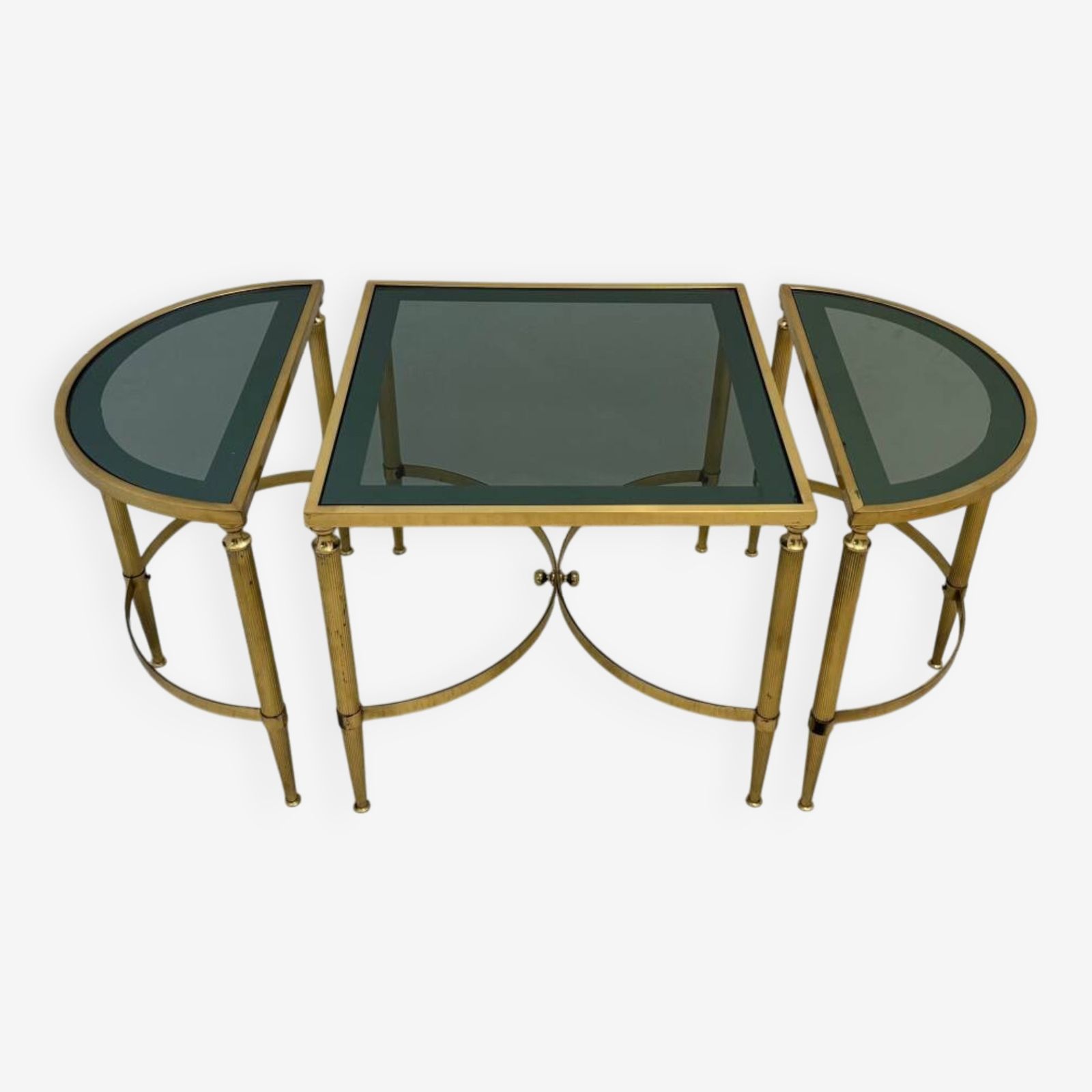 Neo Classic Coffee Table In Brass And Smoked Glass