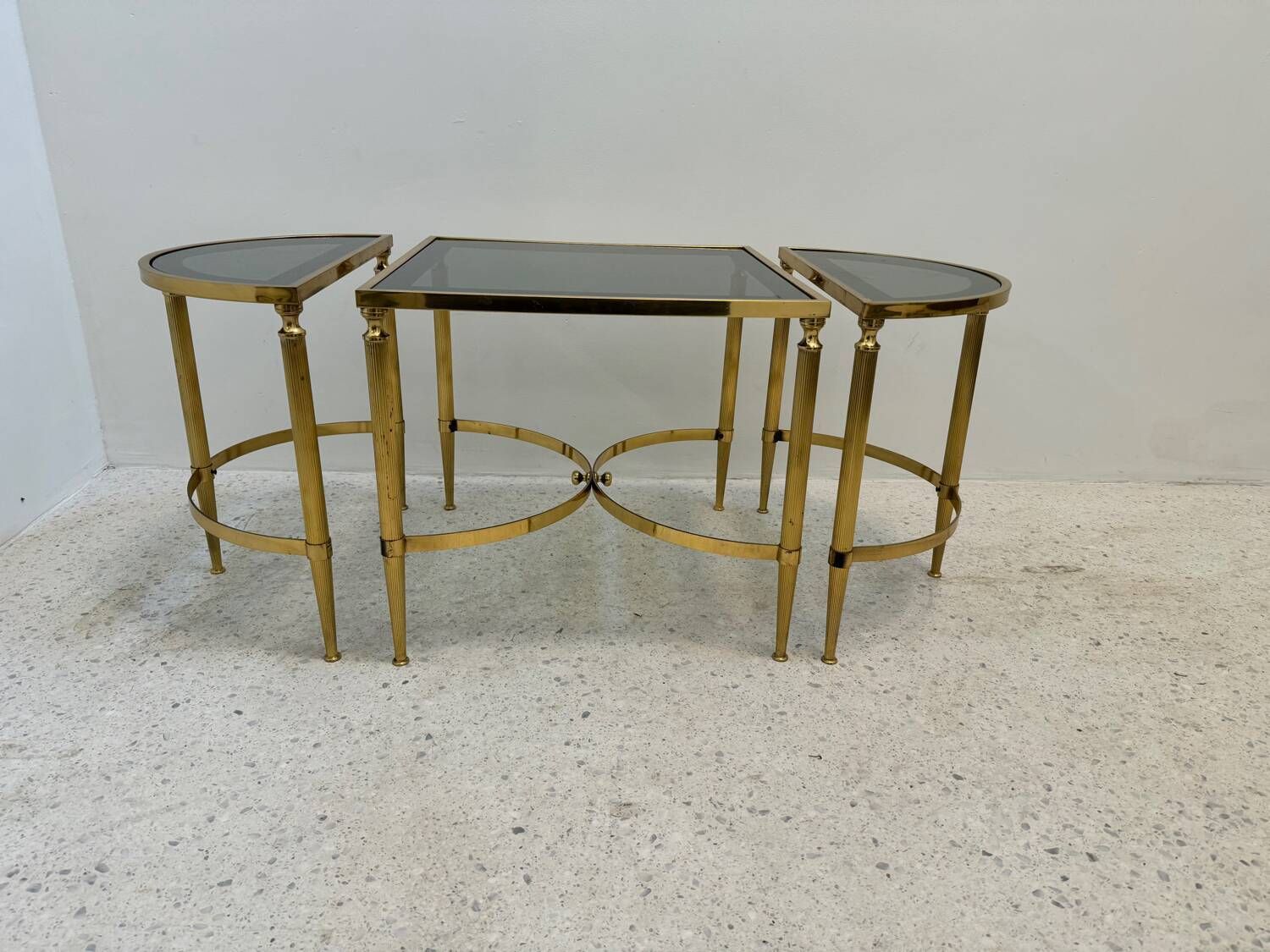 Neo Classic Coffee Table In Brass And Smoked Glass photo Furniture