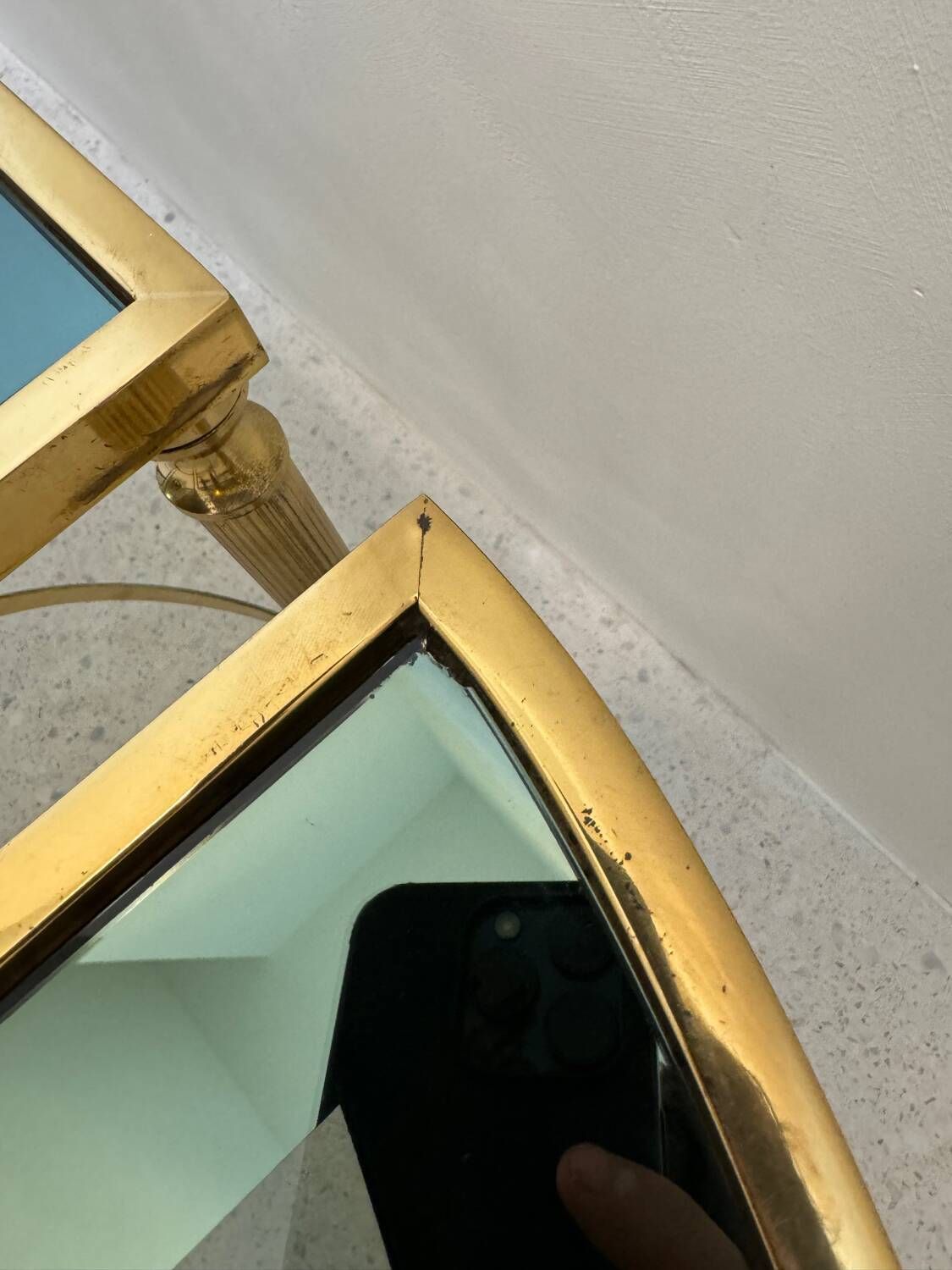 photo for sale Neo Classic Coffee Table In Brass And Smoked Glass