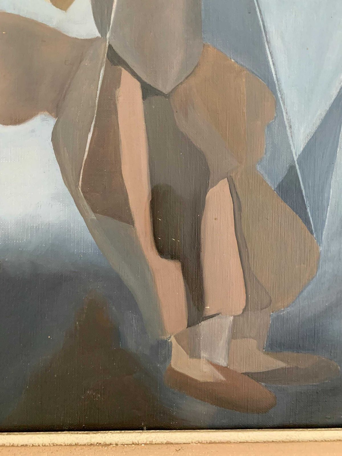 Abstract Cubism Oil Painting On Canvas Signed photo vinterior