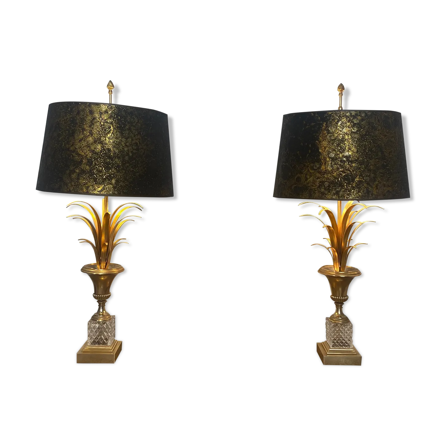 Pair Of Palm Lamps   Baker's Pineapple, Belgium, 1970
