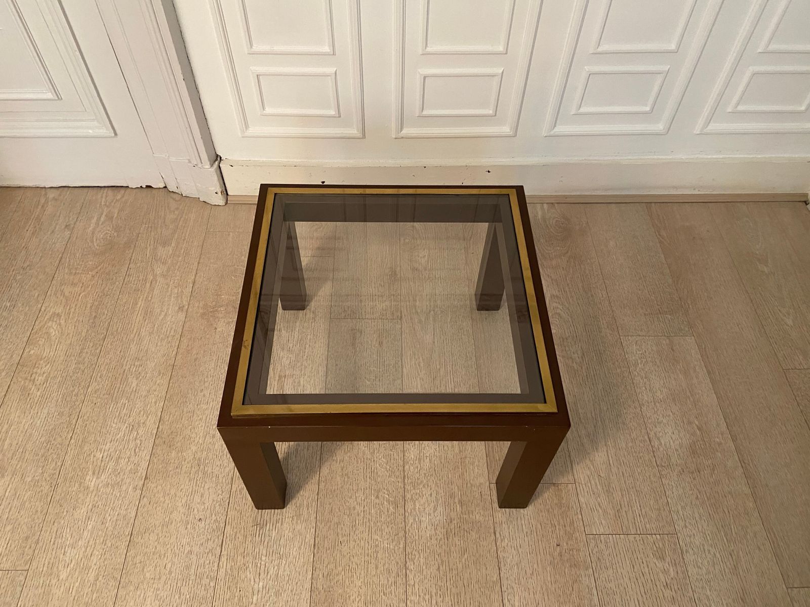 Brown Laqué Steel Coffee Table, Belgium, 1980 photo furniture