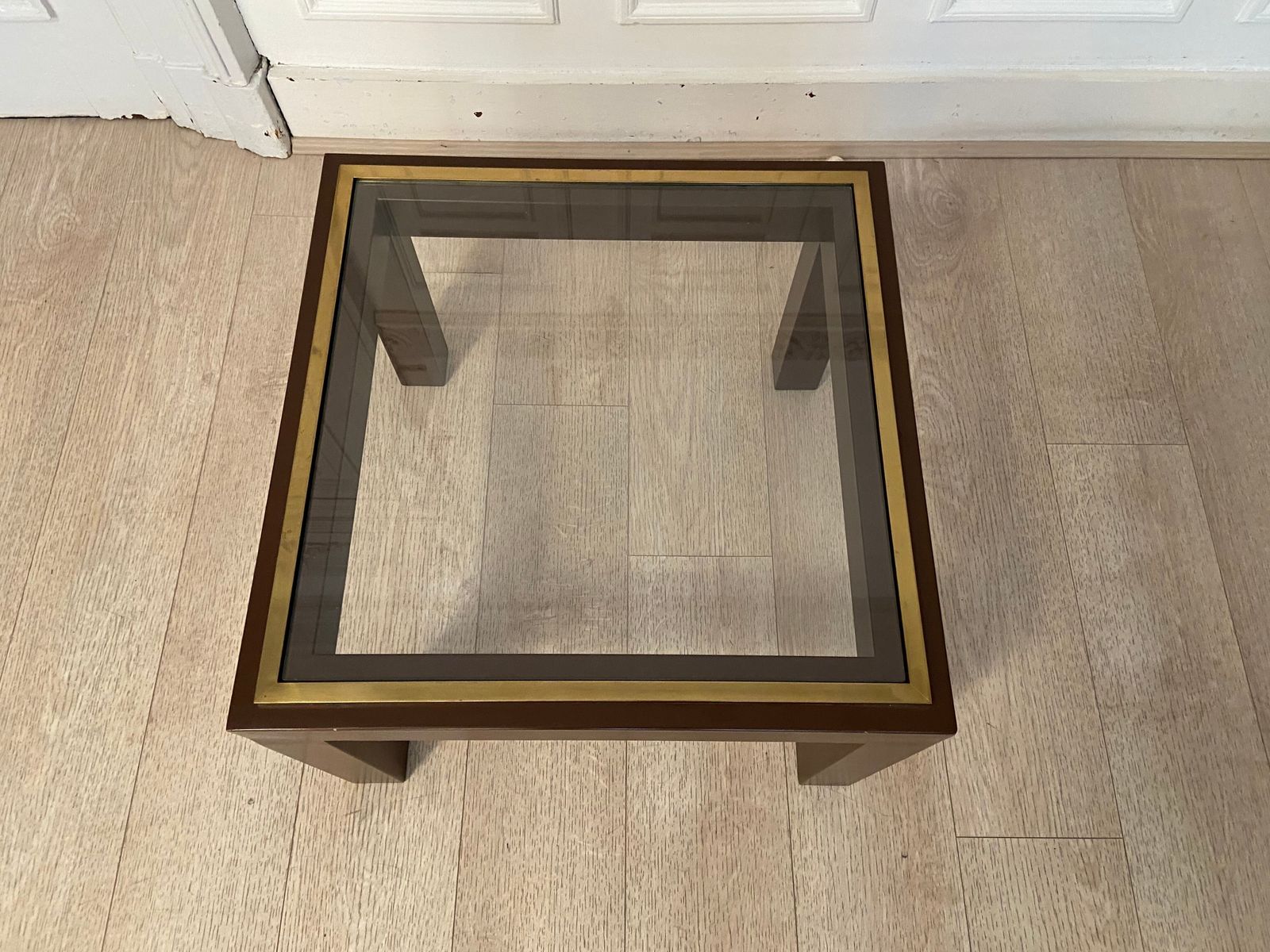 Brown Laqué Steel Coffee Table, Belgium, 1980 photo vinterior