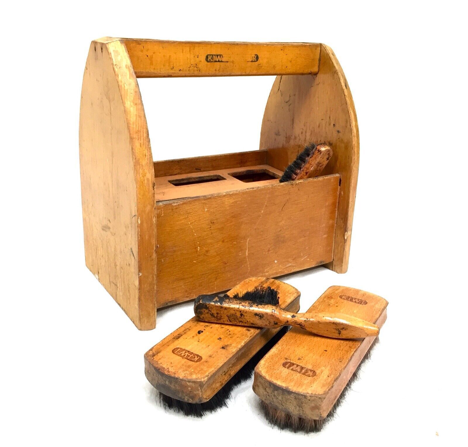 Antique Wooden Shoe Shine Box / Storage Rack / Unit By Kiwi & Brushes photo 50.0