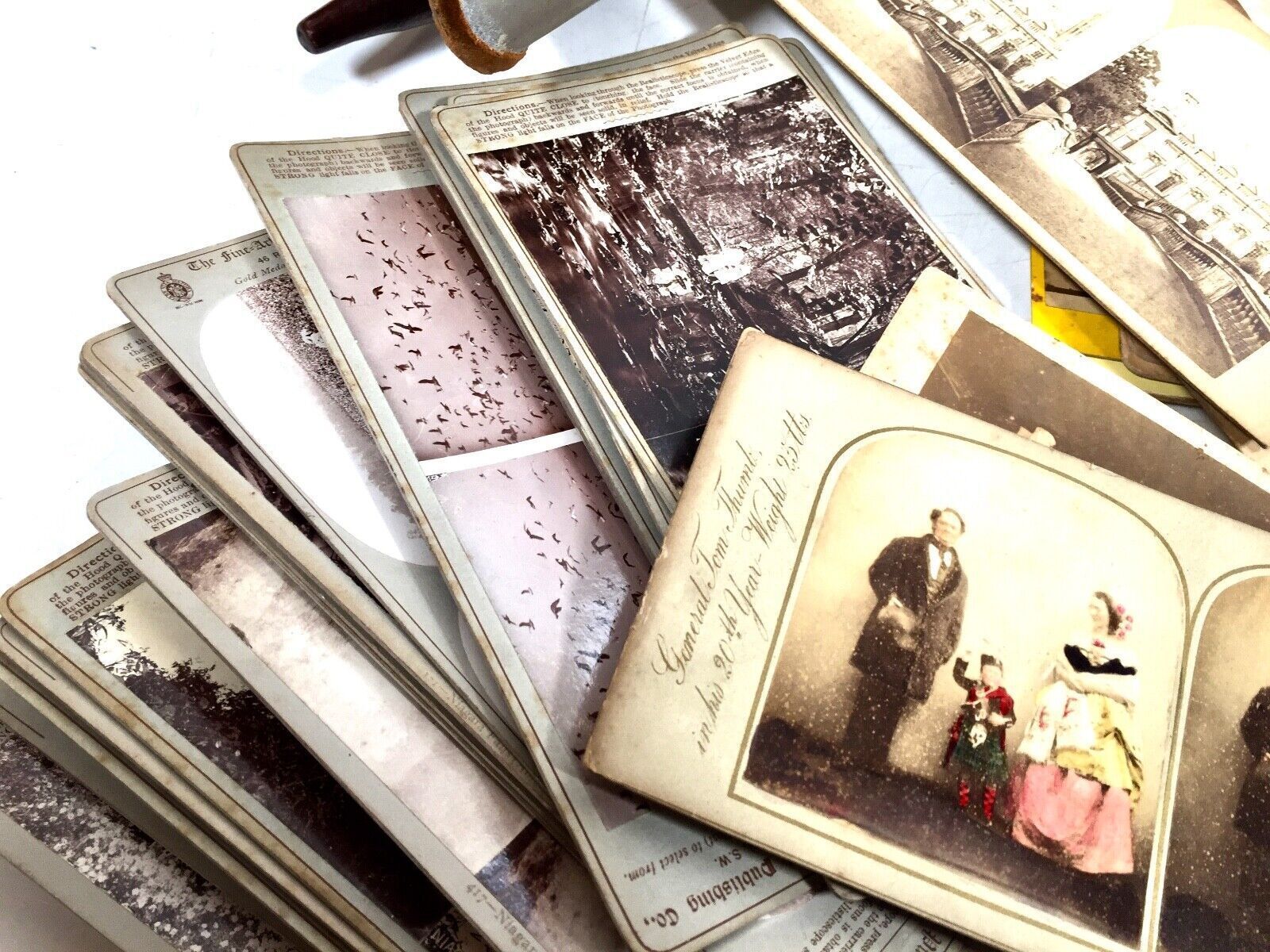 Antique Wooden Underwood & Underwood Stereo Viewer / Stereoscope + Slide Job Lot photo 199.0