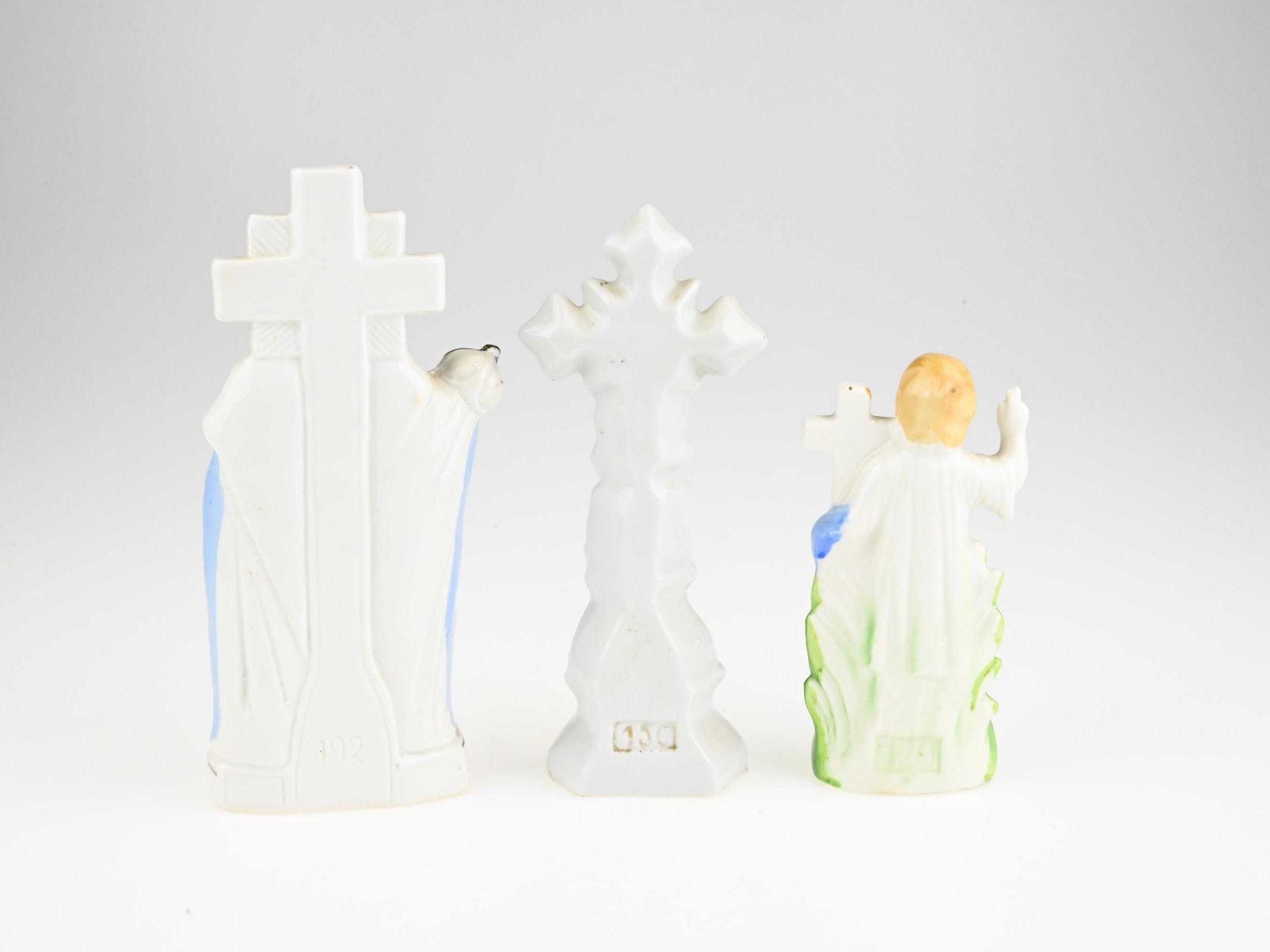 Set Of Three Antique Ceramic Religious Figurines, Vintage Ceramic Sculptures, Ceramic Saints, Christian Figurines, Antique Ceramic Art photo 101.0