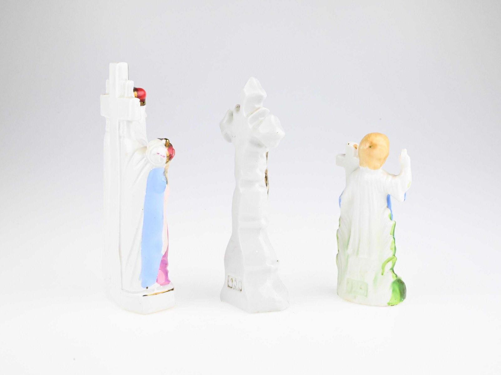 Set Of Three Antique Ceramic Religious Figurines, Vintage Ceramic Sculptures, Ceramic Saints, Christian Figurines, Antique Ceramic Art photo vinterior