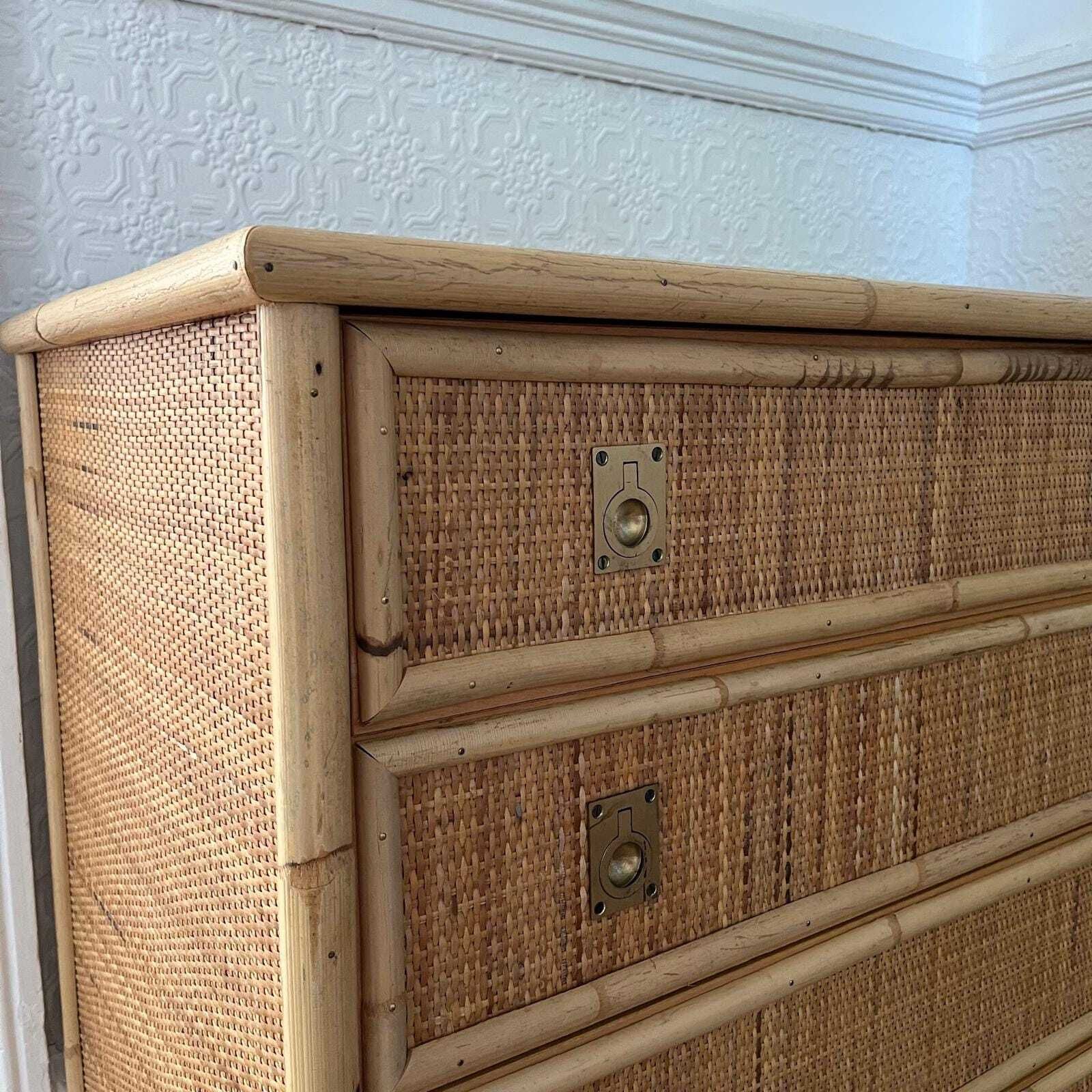 Italian Dal Vera Rattan & Bamboo Chest Of Drawers photo for sale