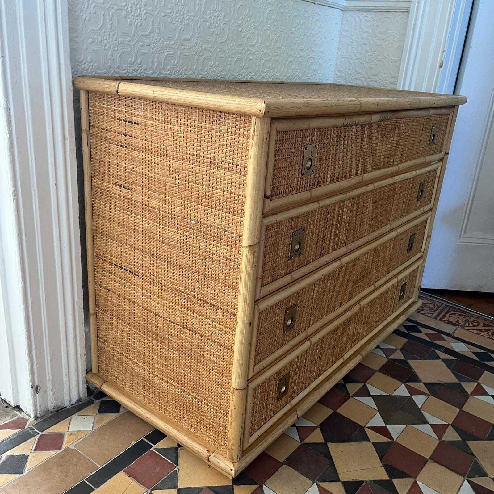 Italian Dal Vera Rattan & Bamboo Chest Of Drawers photo vinterior