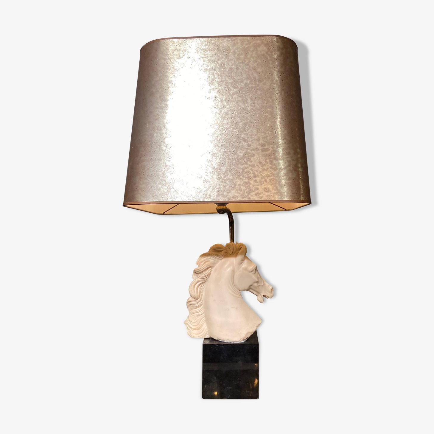 Vintage Neo Classic Style Lamp In Resin And Golden Lampshade