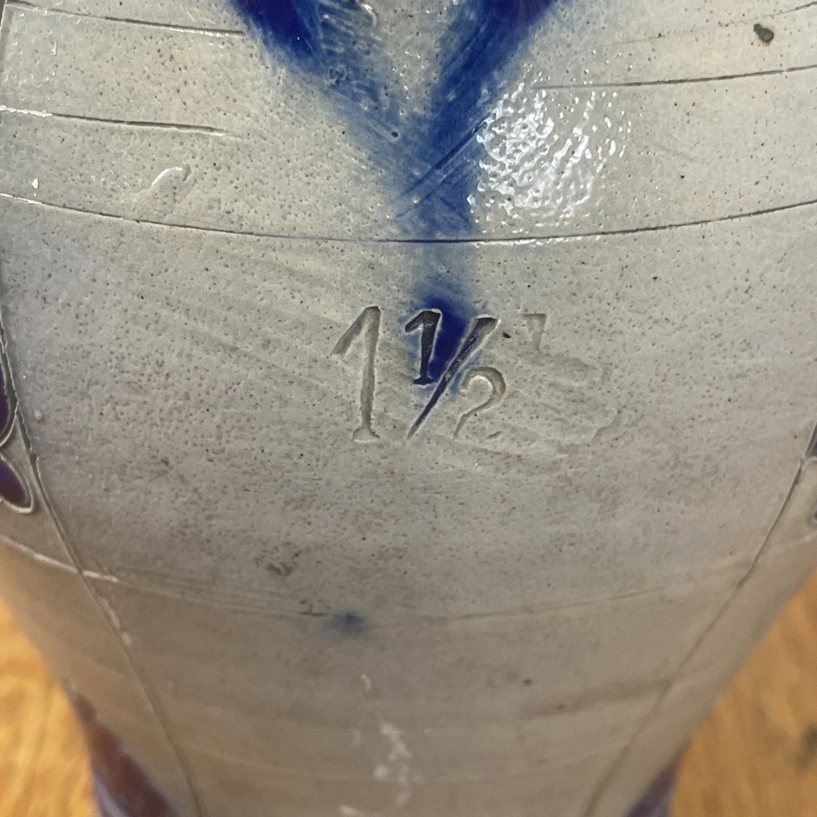 Antique German Salt Glazed Jug 1 1/2 Pitcher Cobalt Blue 19th Century Stoneware photo Home Decor