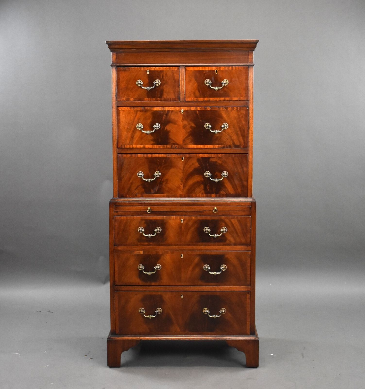 Antique Flame Mahogany Chest On Chest photo furniture