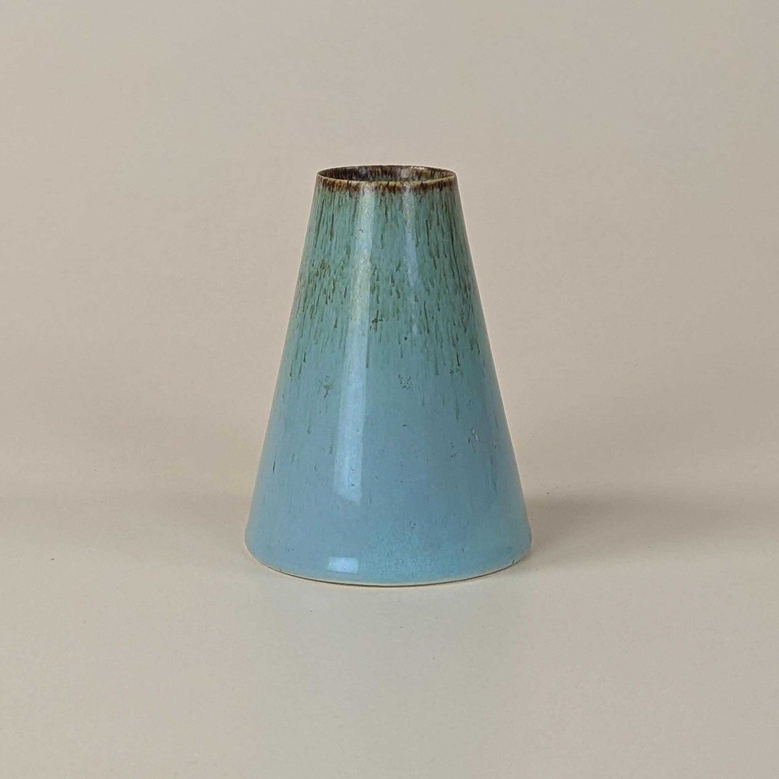 Striking Vintage Jean Chatoney Studio Pottery Vase, Conical Blue Glaze, French Ceramic Art photo vinterior