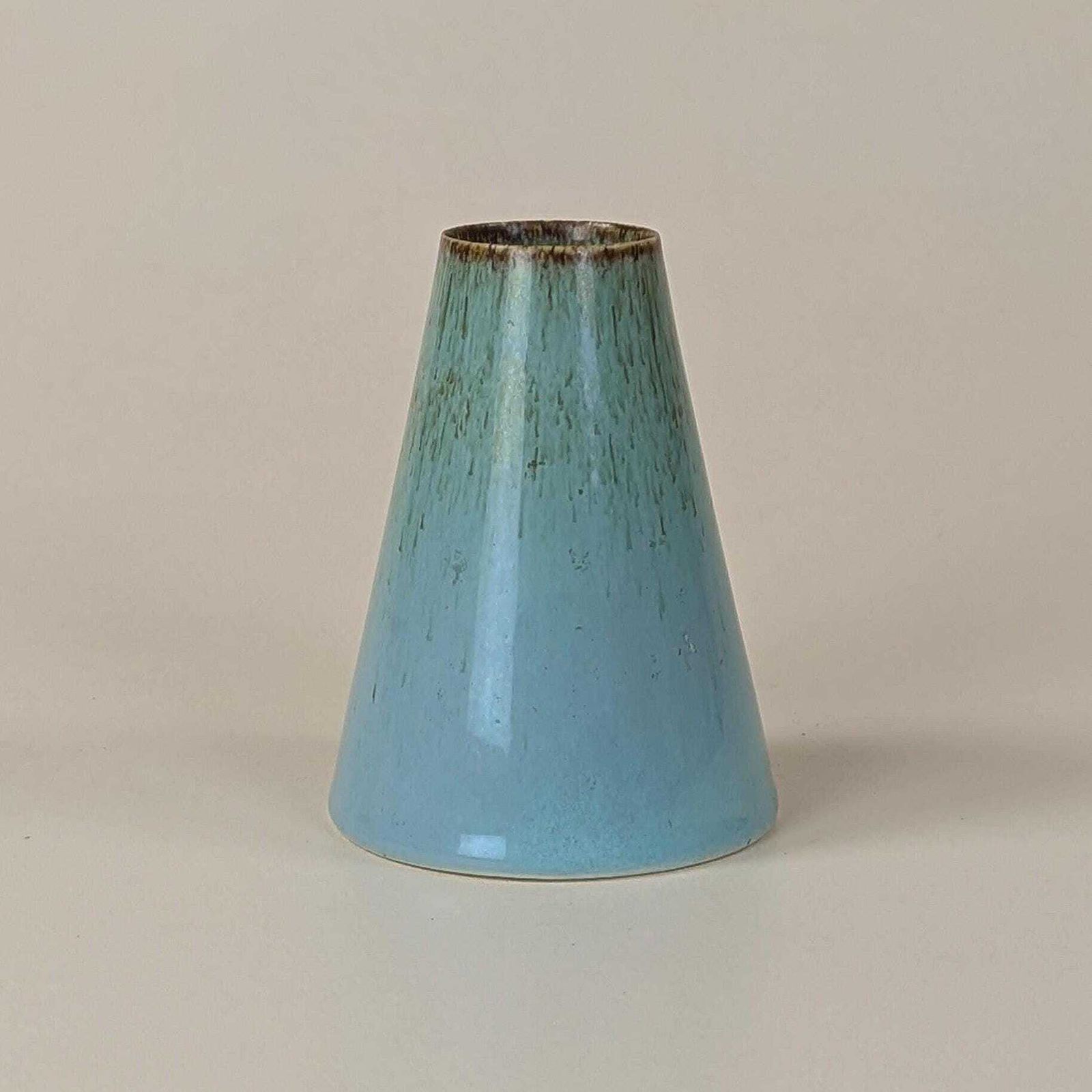 photo for sale Striking Vintage Jean Chatoney Studio Pottery Vase, Conical Blue Glaze, French Ceramic Art