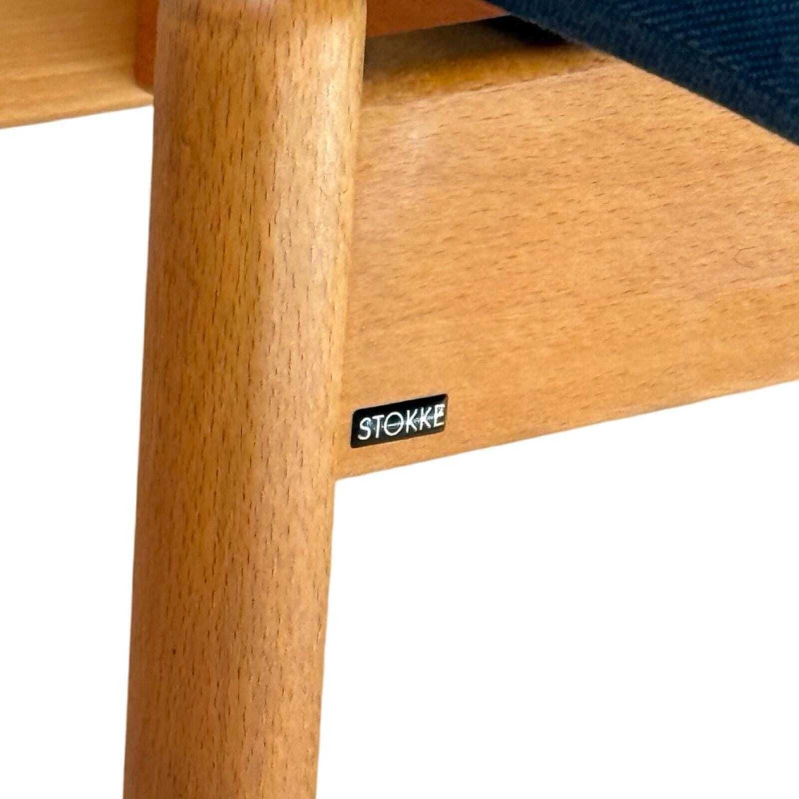 Peter Opsvik   Stokke   Flysit   Ergonomically Shaped Rocking Chair   Blue Fabric Upholstery And Wooden Frame photo 855.0