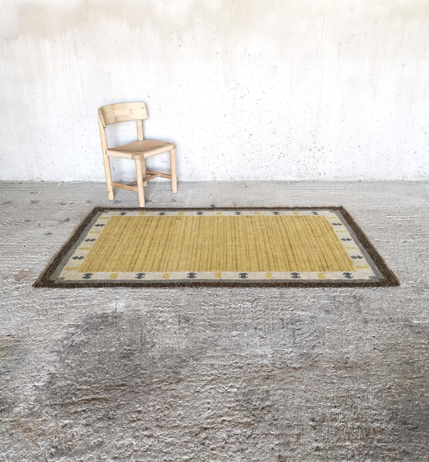 Rare Signed Ingegerd Silow Pure Wool Rölakan Flatweave Rug, Sweden 1950s photo Textiles